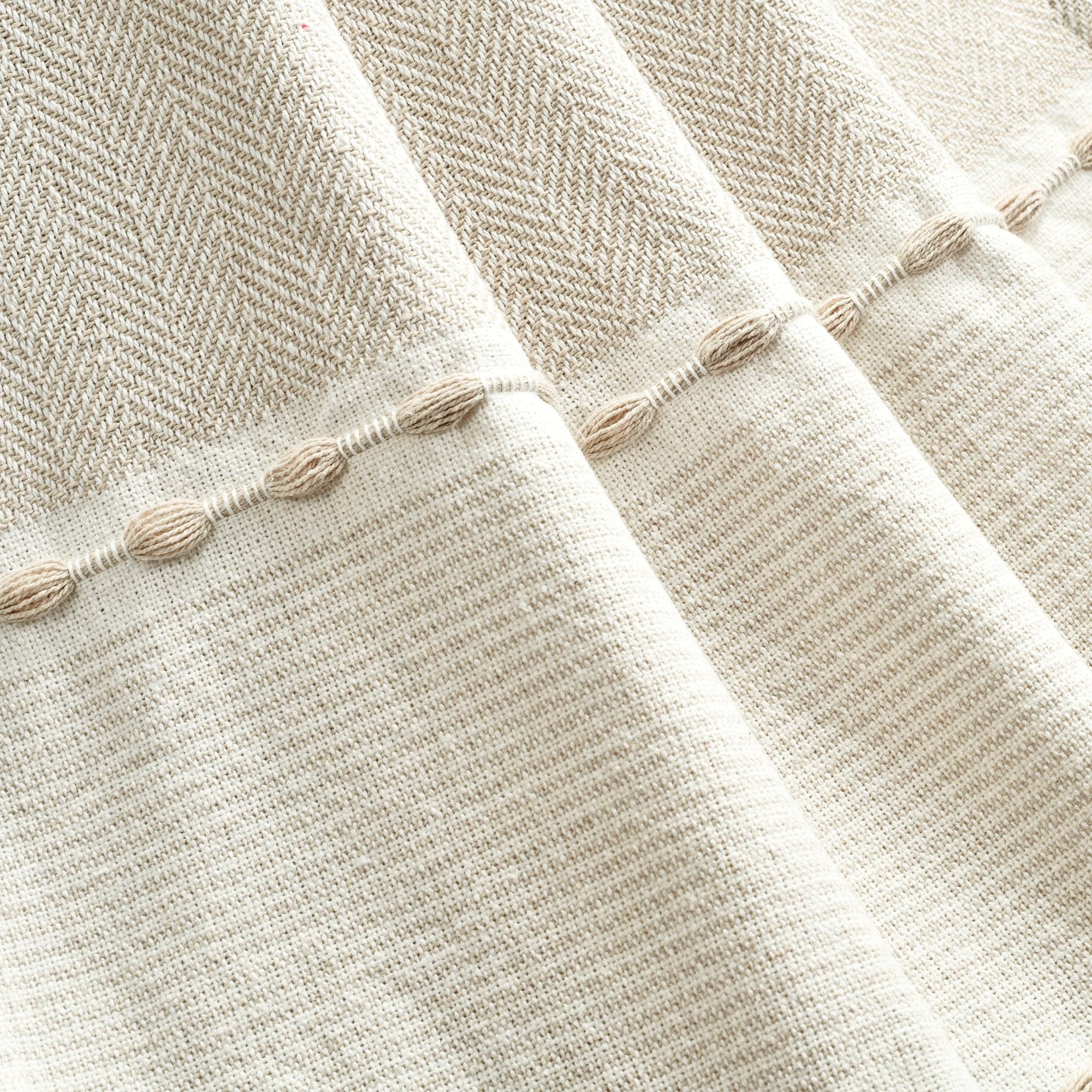Herringbone Stripe Yarn-Dyed Cotton Woven Tassel Throw Blanket - Soft & Cozy Decorative Couch Cover for Living Room, Bed, Sofa