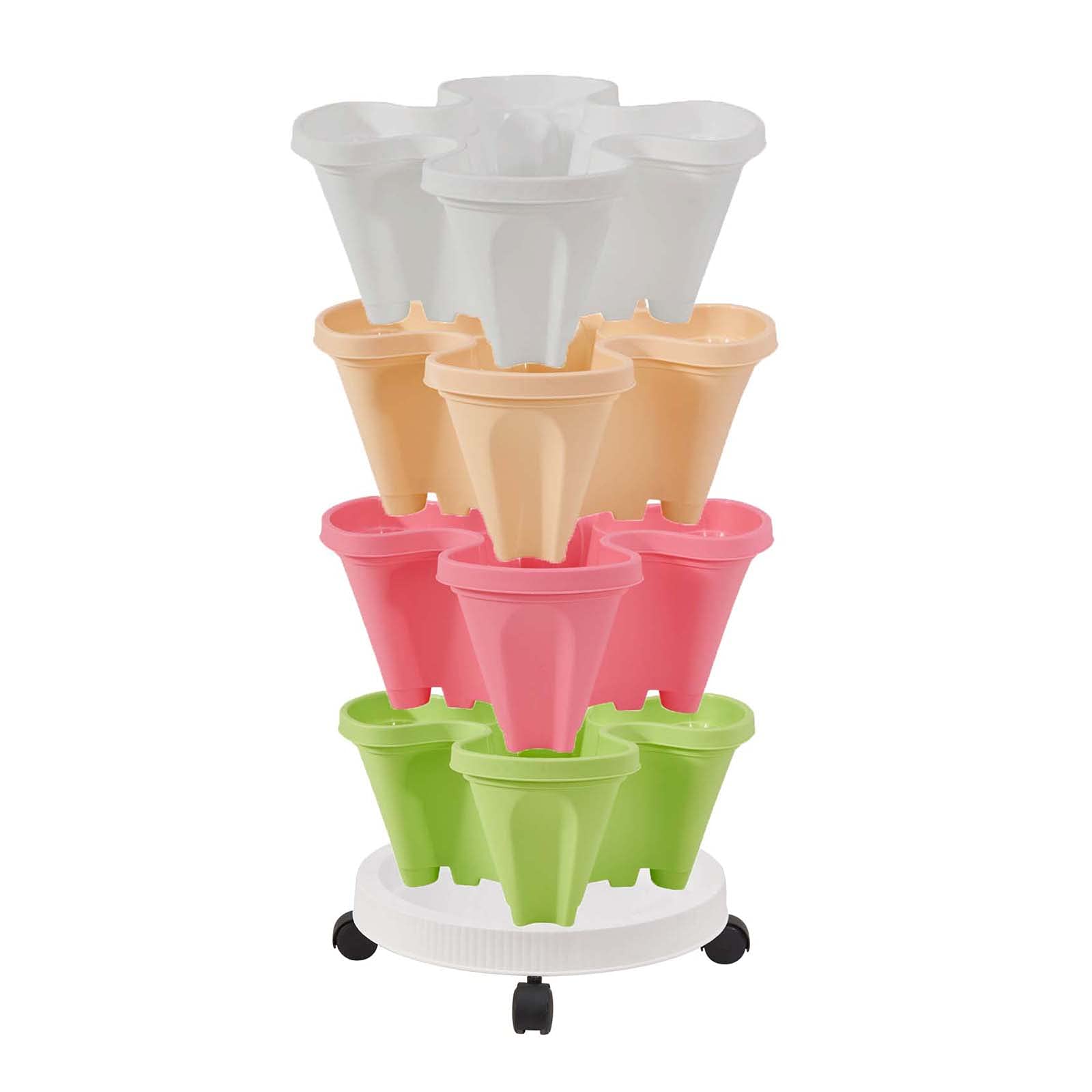 Stackable Vertical Plastic Planter Pots for Vegetables, Melons, Fruits & Strawberries - Space-Saving Gardening Solution for Small Balconies, Patios & Indoor Planting