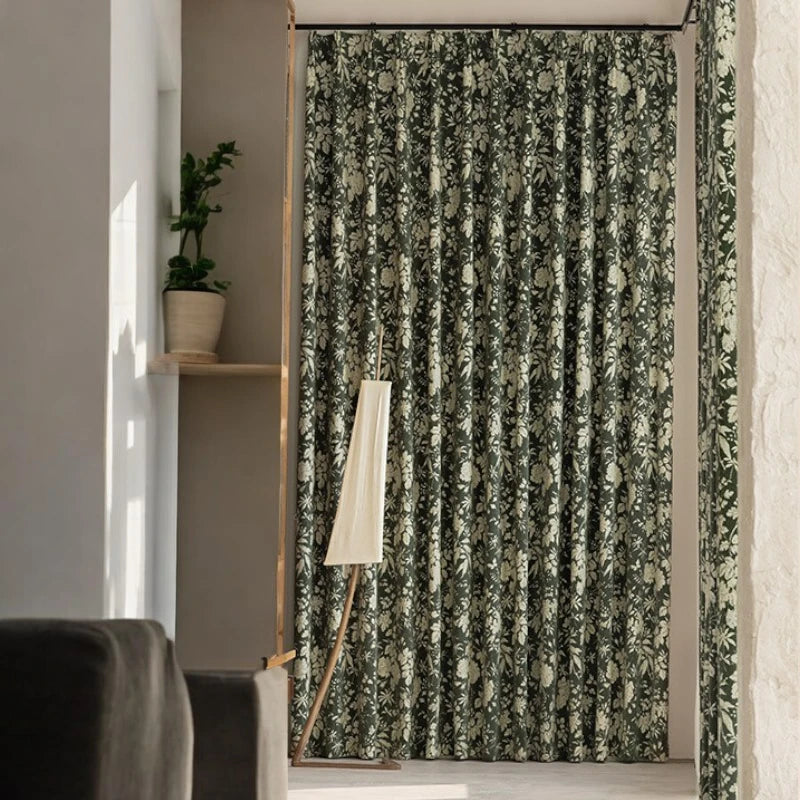 Helen Vintage French Jacquard Floral Blackout Curtains - Elegant Custom Window Treatments for Living Room & Bedroom
