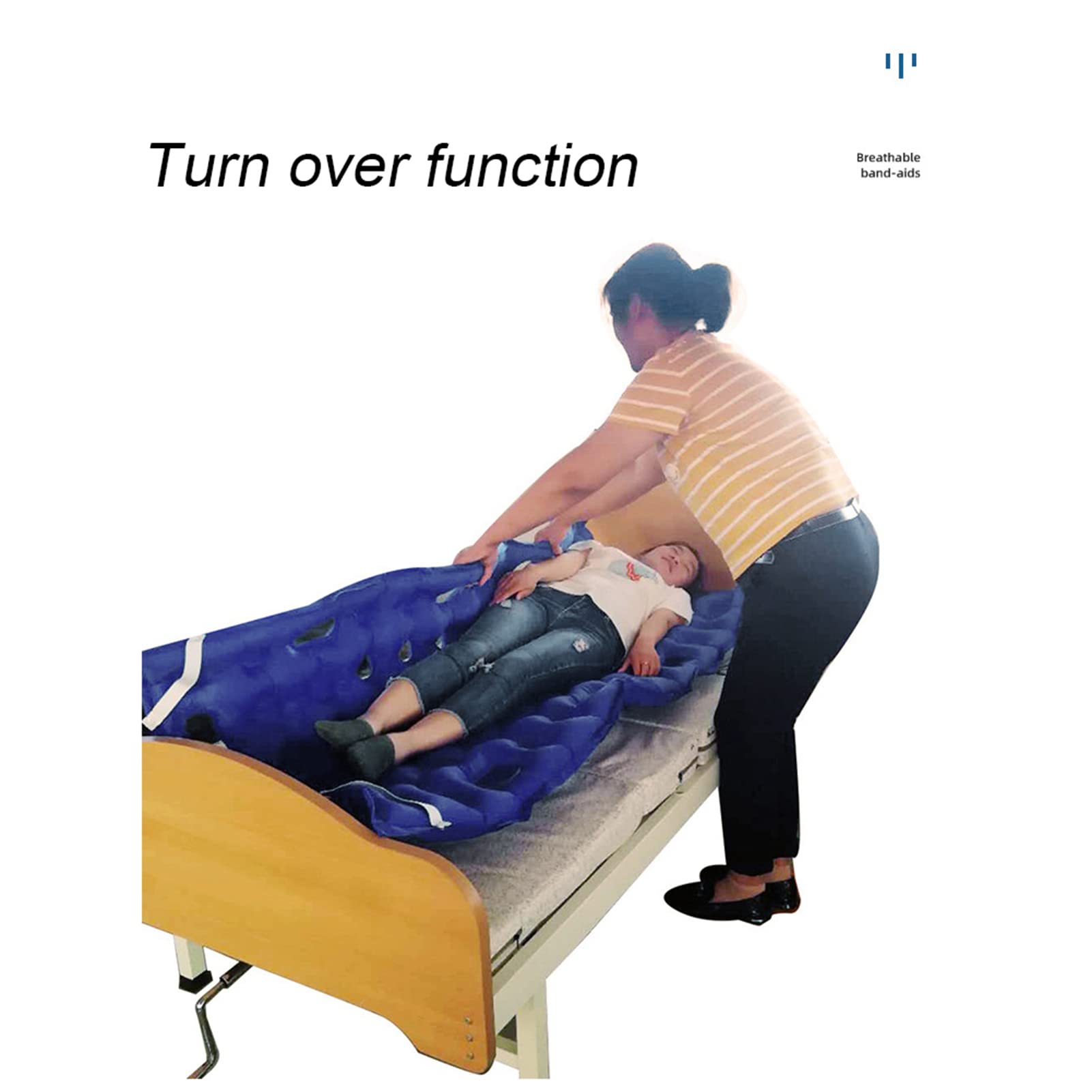 Alternating Air Pressure Mattress Pad with Pump - Inflatable Anti-Bedsore Mattress Topper for Elderly & Bedridden Patients - Includes Fixation Belt & Handle - Ideal for Home Care, Hospitals & Long-Term Patient Comfort
