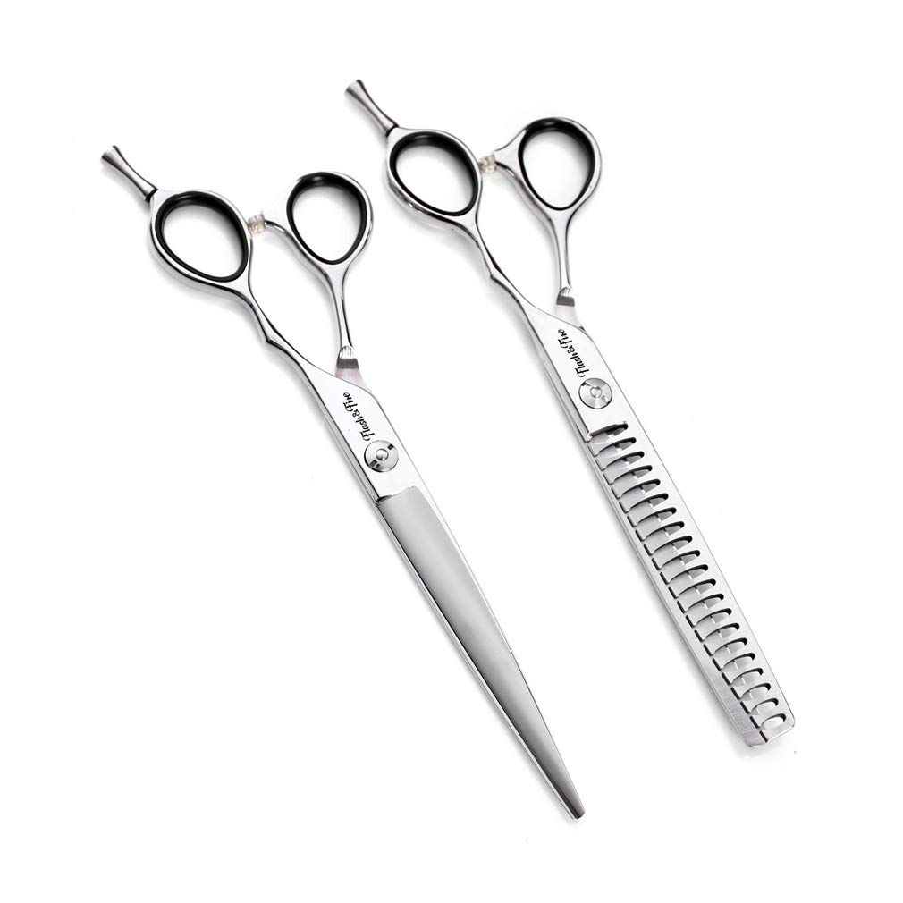 Professional 3Pcs Stainless Steel Pet Grooming Scissors Kit for Dogs & Cats - Salon Quality Haircut Tools for Home & Professional Use - Perfect for Pet Owners, Groomers & Barber Shops