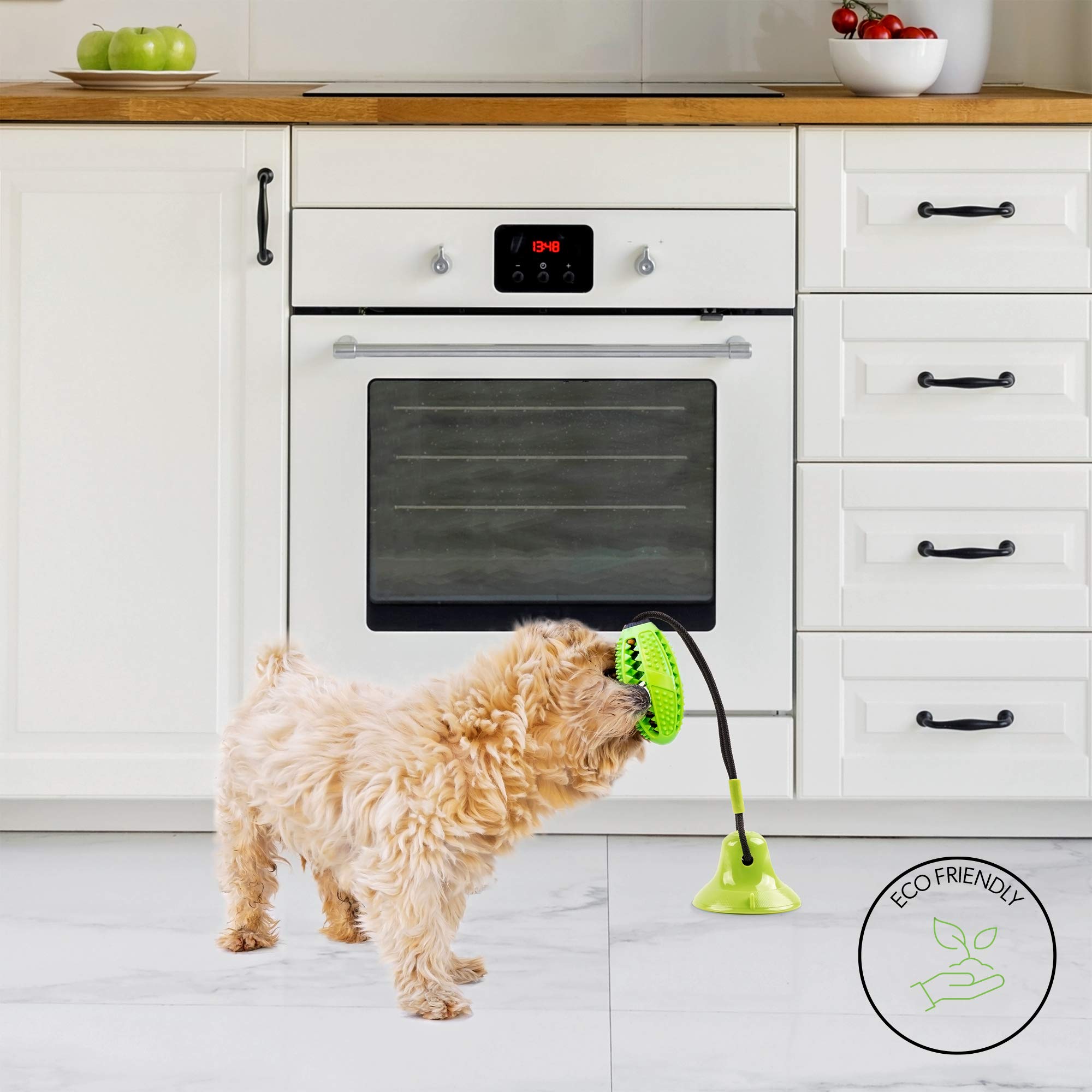 Durable Suction Cup Dog Chew Toy - Interactive Treat Dispenser Ball for Teeth Cleaning & Play - Indoor Pet Entertainment for Boredom Relief & Training