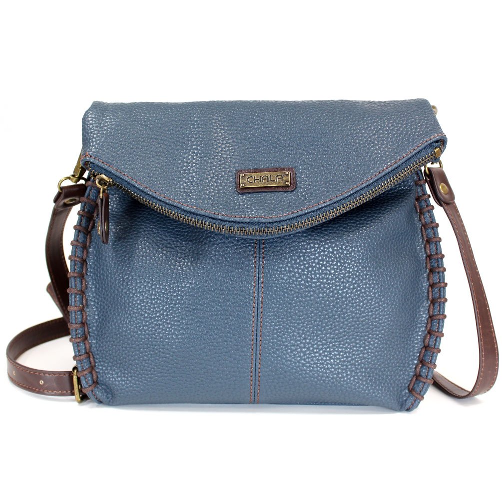 Stylish CHALA Crossbody Bag for Women - Navy & Pewter Flap Top Shoulder Handbag with Secure Zipper | Perfect for Travel, Shopping, and Everyday Use