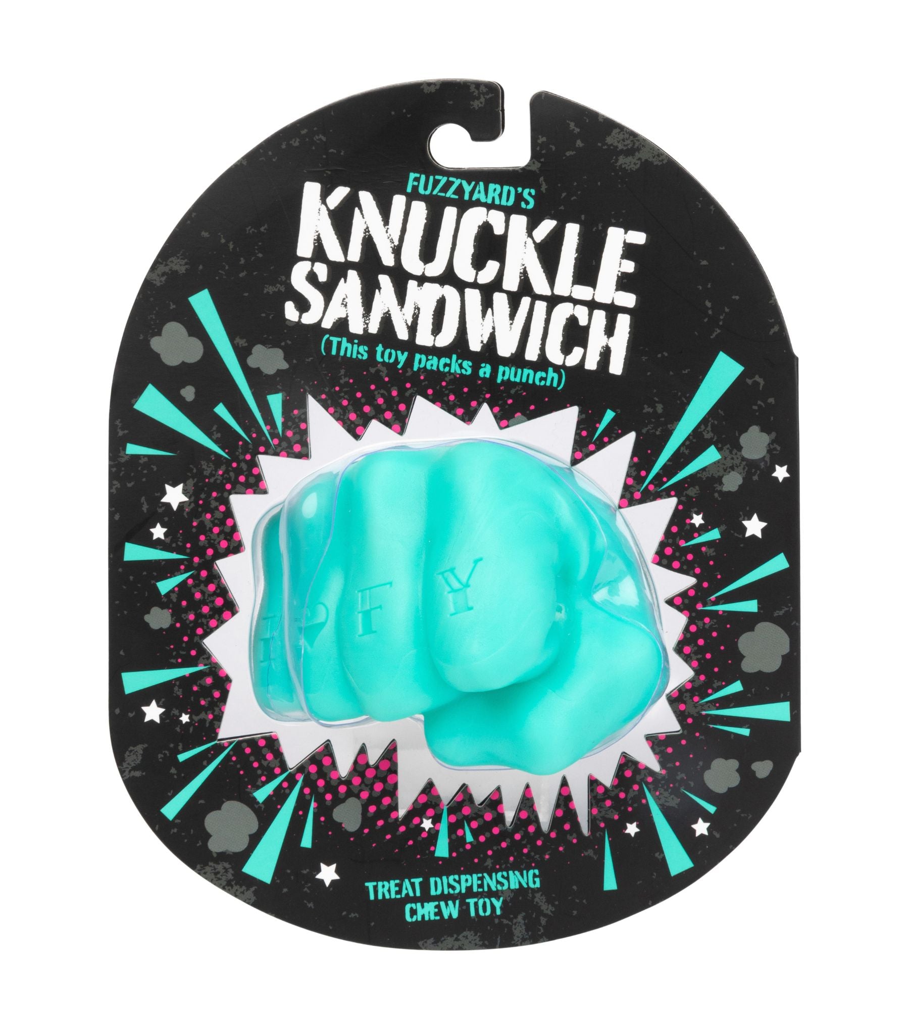 Fuzzyard Interactive Dog Chew Toy with Treat Dispenser - Knuckle Sandwich Design for Boredom Relief & Dental Health | Perfect for Training, Playtime & Anxiety Relief