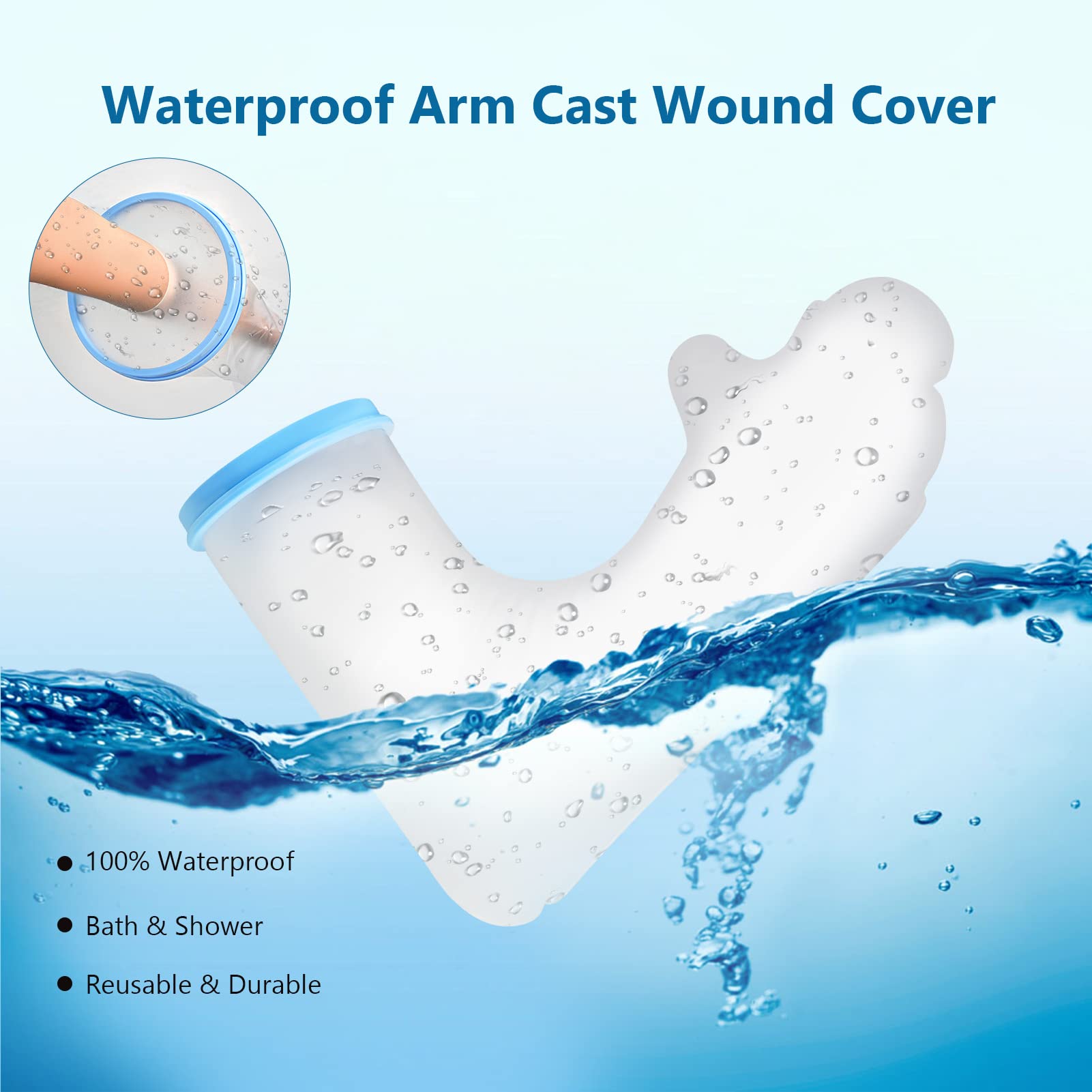 Waterproof Arm Cast Cover for Kids & Teens - Long Full Arm Shower Protector with Comfortable Watertight Seal - Reusable Post-Surgery Shower Sleeve for Bathing & Swimming Protection