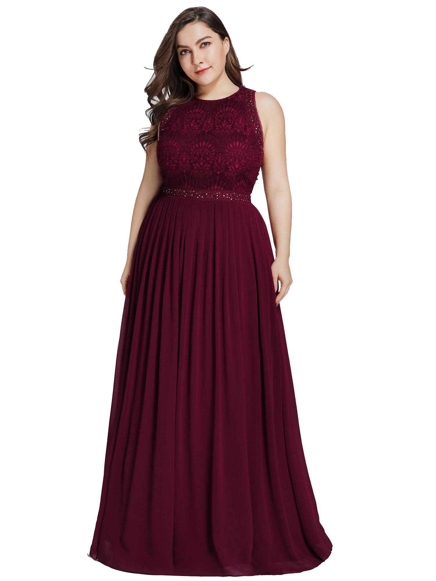Alisapan Women's Plus Size Lace Sleeveless Long Formal Evening Prom Dress 7391 - Elegant Gown for Weddings, Galas & Special Occasions