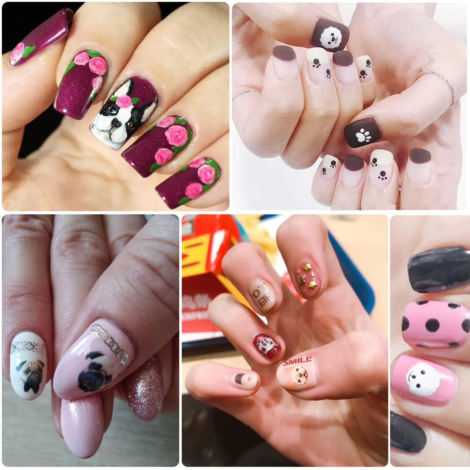 Cute 3D Cartoon Dog Nail Art Stickers - Holographic Self-Adhesive Puppy Nail Decals for Women & Girls - DIY Manicure Charms & Nail Decorations - Perfect for Pet Lovers, Birthday Gifts, and Party Nail Art Designs