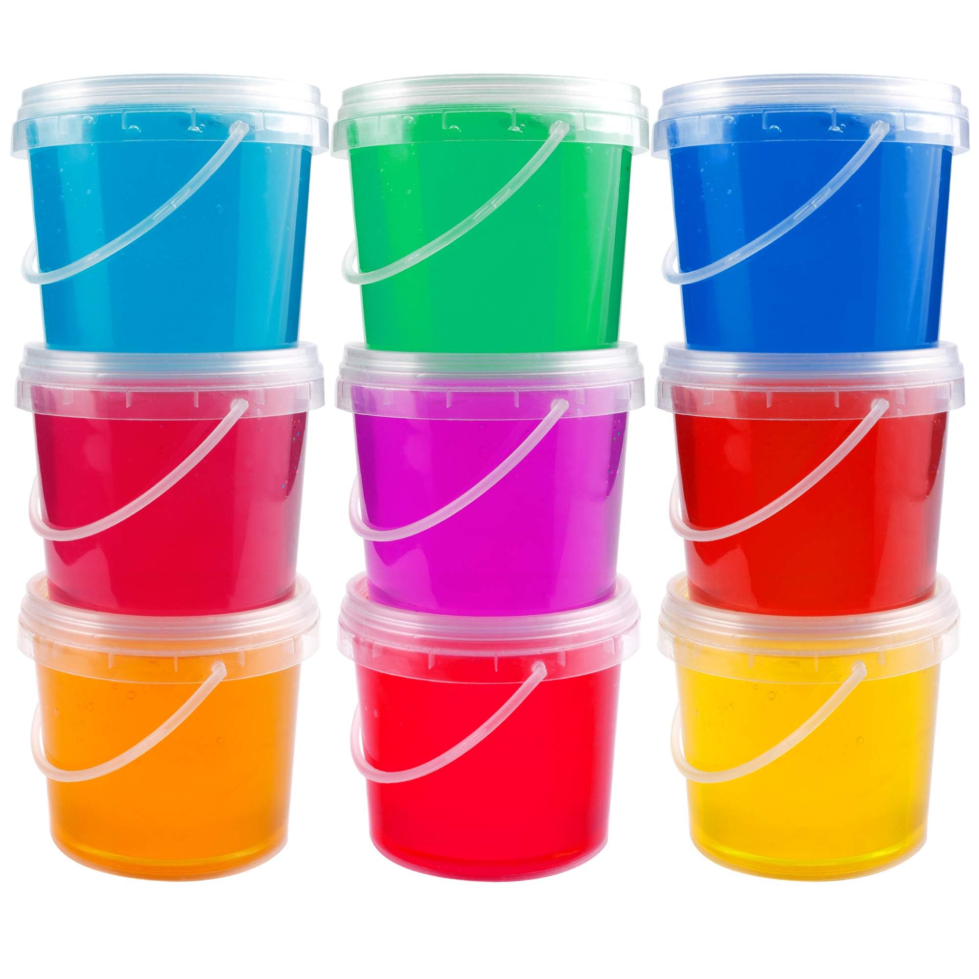Augshy 15 Pack 8 oz Slime Containers with Lids & Handles - Mini Toy Storage Case for Kids DIY Slime, Play Dough, Crafts & School Supplies Organization