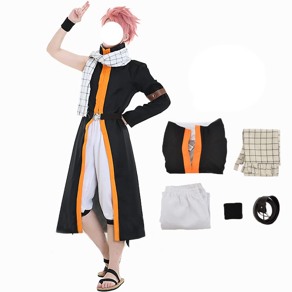 Natsu Dragneel Cosplay Costume Outfit with Scarf - Anime Fairy Tail Cosplay Uniform for Halloween, Conventions & Role Playing