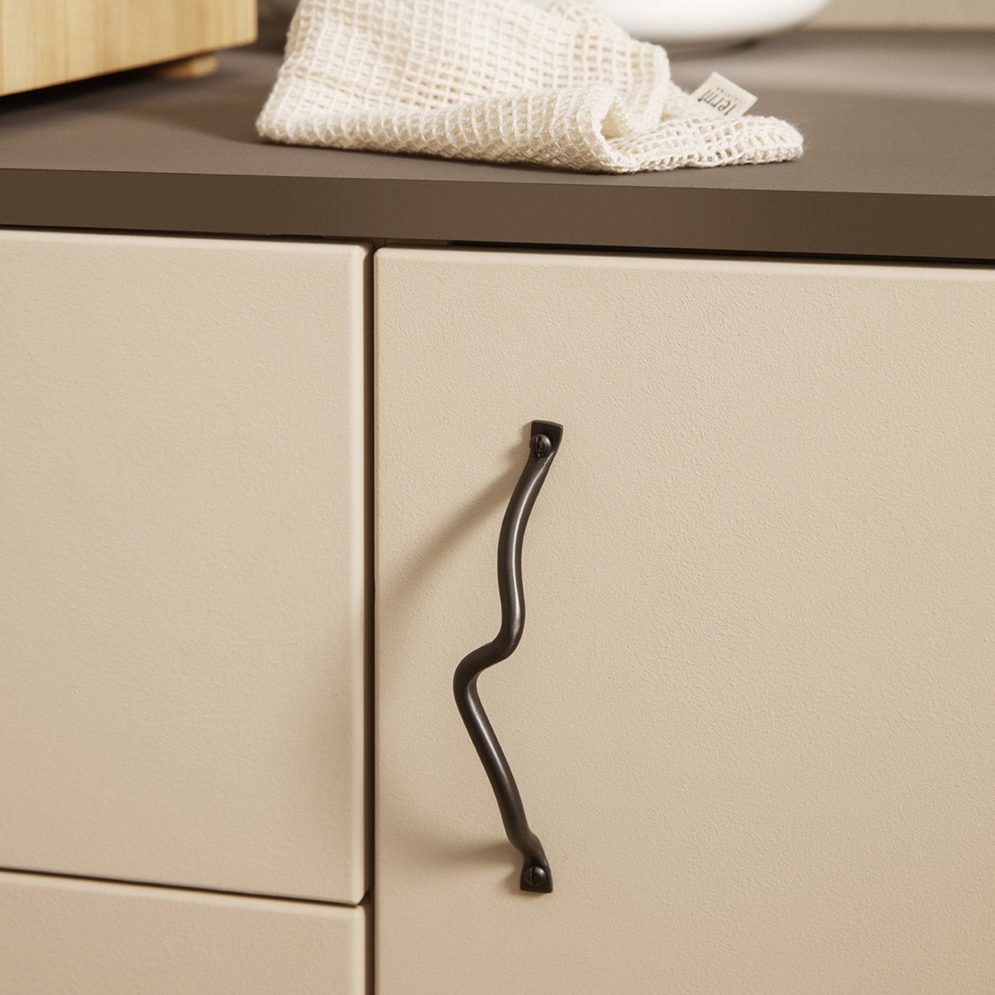 FERM LIVING Curvature Handle - Black Brass Cabinet Pull | Modern Kitchen & Bathroom Hardware for Drawers & Cabinets | Durable & Stylish Home Decor Upgrade