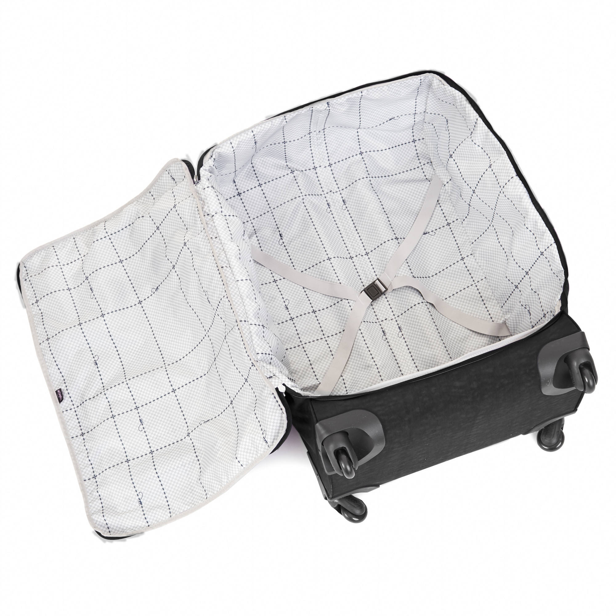 Kipling Darcey Medium Rolling Luggage - Black Tonal Carry-On Suitcase for Women | Perfect for Business Travel & Weekend Getaways