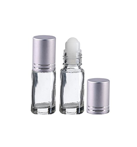 Perfume Studio® 6-Pack 5ml Essential Oil Roller Bottles with Brushed Silver Caps - Perfect for Aromatherapy, Travel & DIY Perfume Making