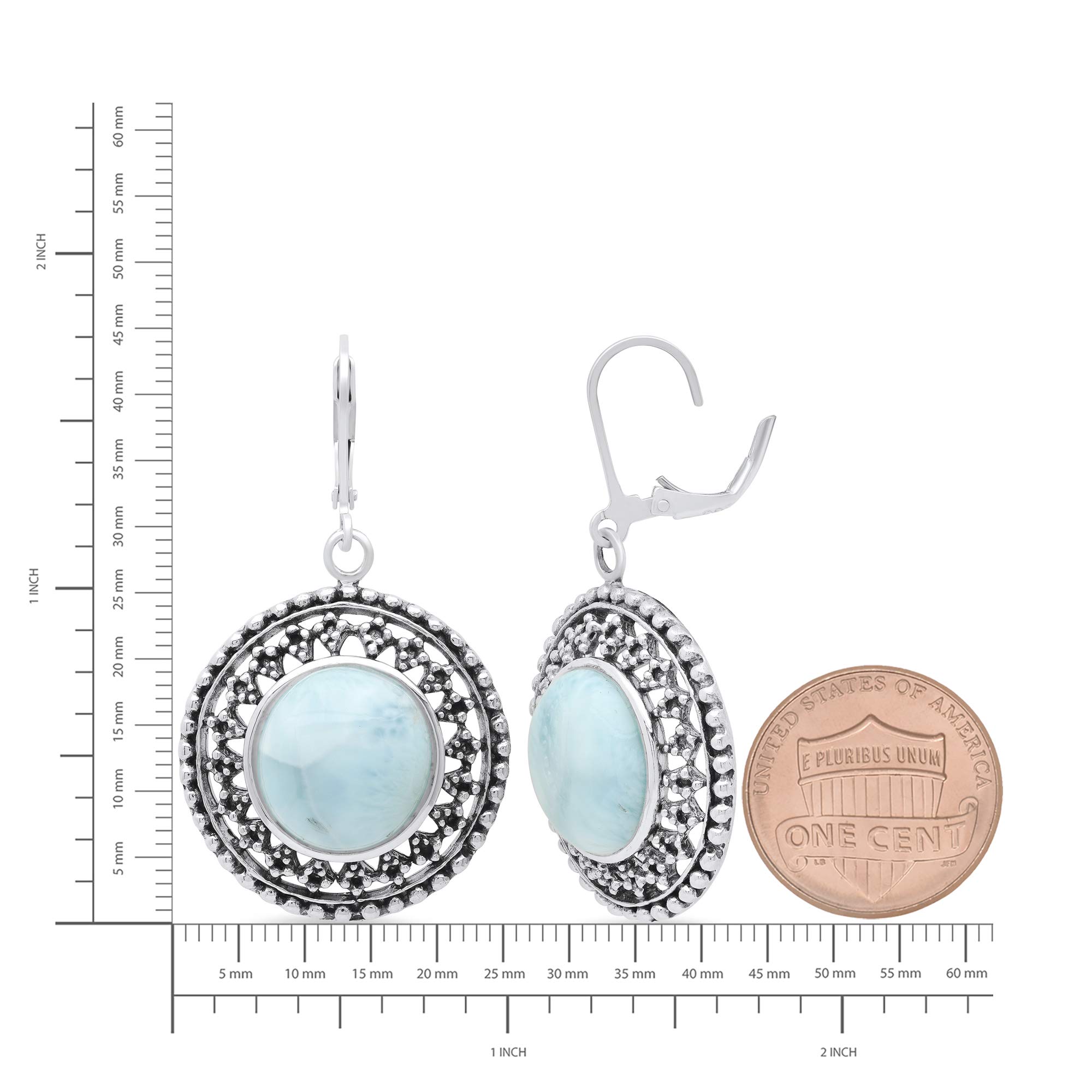 Nickel-Free .925 Sterling Silver Larimar Jewelry Set with High Polish Finish - Includes Jewelry Cloth & Pouch for Gifts, Weddings & Special Occasions