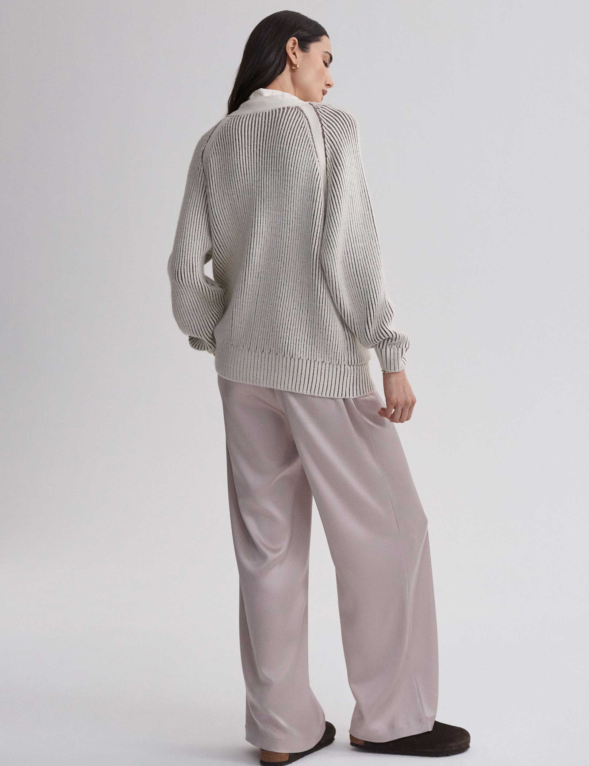 Elegant Jude Plated Cardigan in Birch - Perfect for Casual Outings and Office Wear