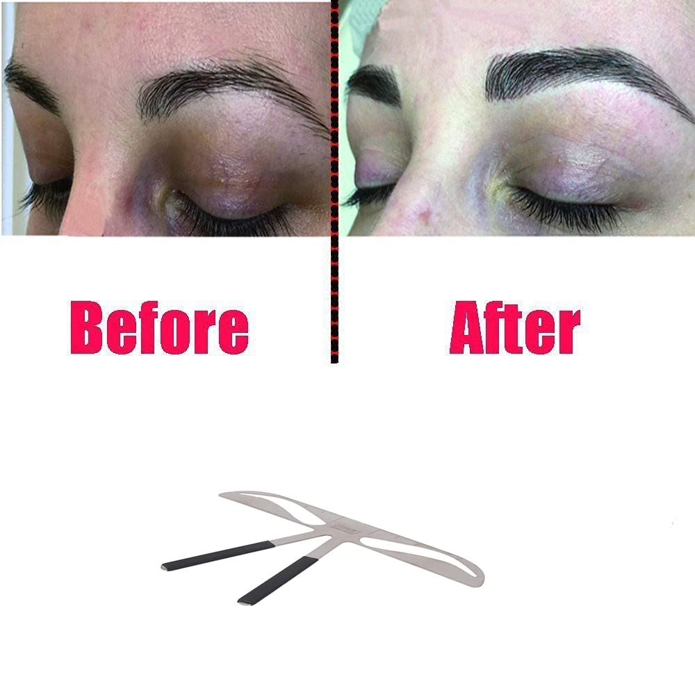 Utoolmart Stainless Steel Eyebrow Shaping Ruler - 3-Point Positioning Eyebrow Stencil Template for Perfect Natural Brows | Reusable Eyebrow Measurement Tool for Professional Makeup & Home Beauty Care