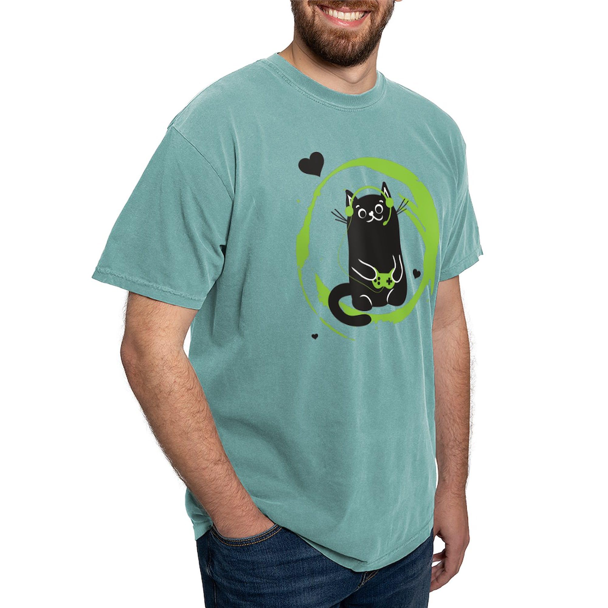 Gamer Cat T-Shirt for Men - Comfort Colors Soft Cotton Tee - Perfect for Gaming, Casual Wear & Everyday Outfits