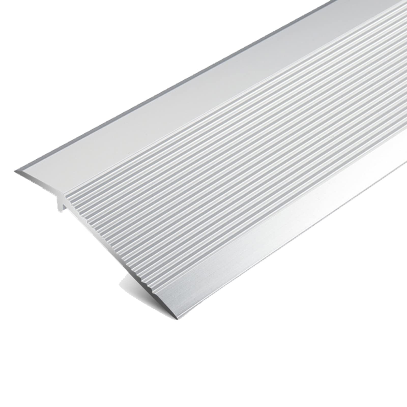 Metal Floor Transition Strip for Wood to Tile & Vinyl - Non-Slip Threshold Reducer for Carpets & Wheelchair Ramps (Silver, 59in/150cm) - Perfect for Home, Office & Commercial Spaces