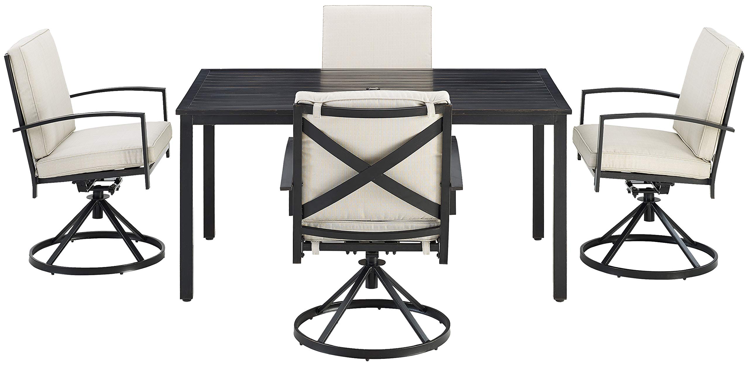 Crosley Furniture Kaplan 5-Piece Outdoor Dining Set for 4 - Patio Table & Chairs with Oatmeal Cushions - Oiled Bronze Finish - Perfect for Backyard, Deck, Garden & Outdoor Entertaining