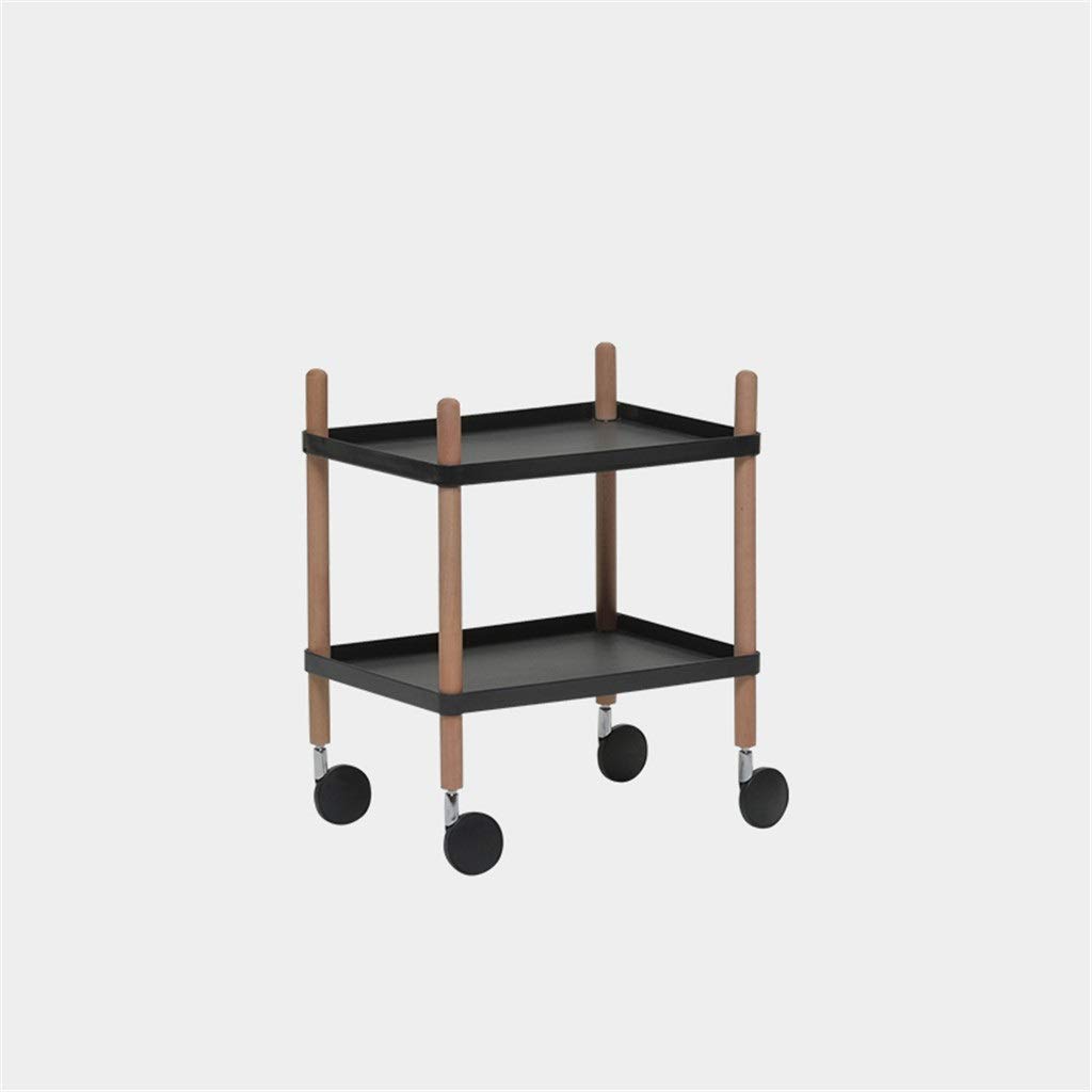 CshuiQing 2-Tier Wooden Side Table - Removable Bedside Cabinet, Coffee Table for Small Spaces, Balcony, Flower Shop & Home Decor (Black, 52x35x62cm) - Perfect for Living Room, Bedroom, Office & Display Use