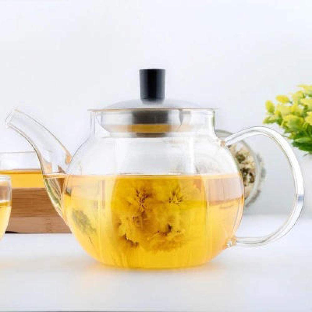 Premium JHSHENGSHI Glass Teapot with Strainer - High Borosilicate Heat-Resistant Kettle for Loose Leaf Tea, Herbal Infusions & Home Brewing - Perfect for Tea Lovers, Gift Giving & Relaxing Afternoons