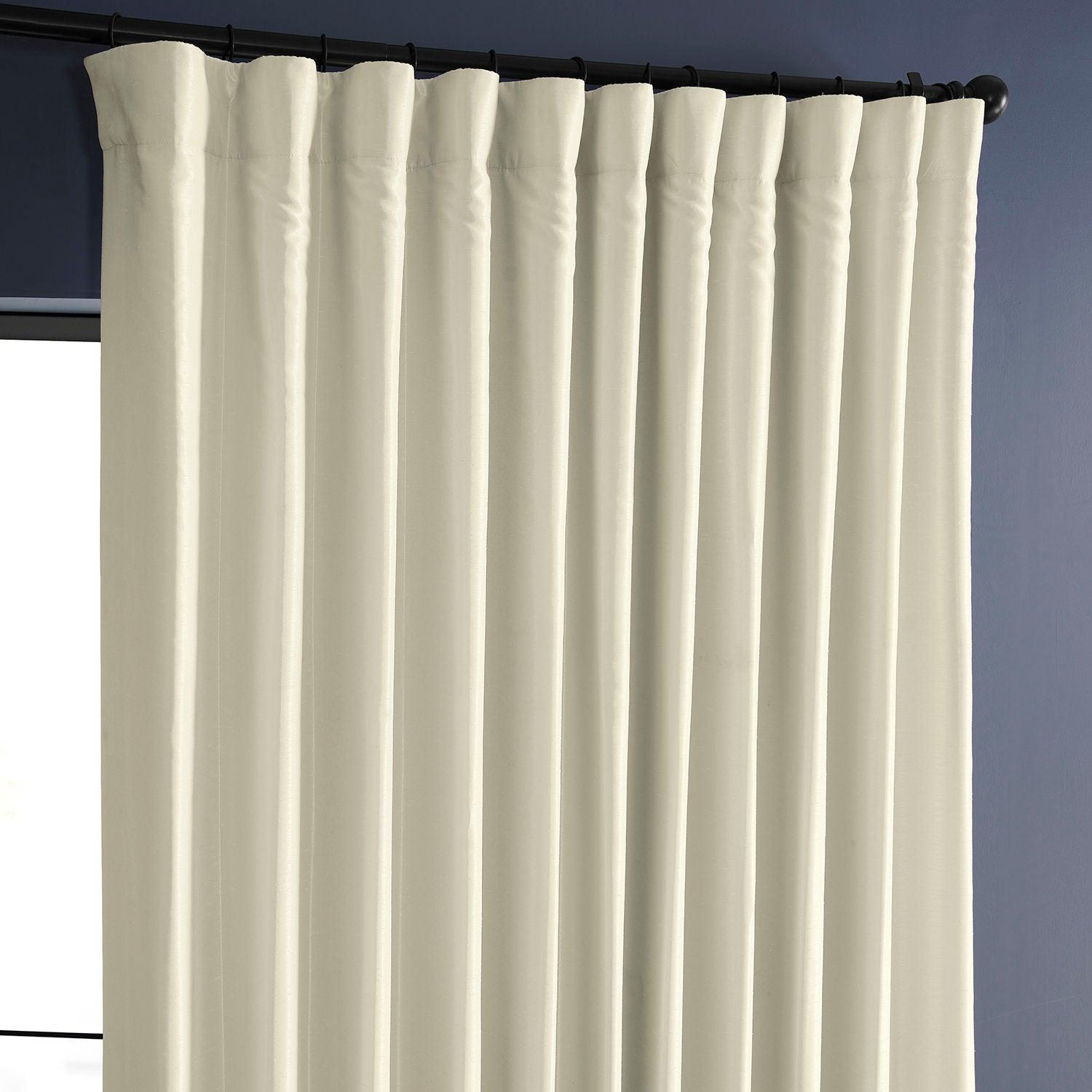 Off White Extra Wide Vintage Textured Faux Dupioni Silk Blackout Curtains - Thermal Insulated Window Drapes for Living Room & Bedroom