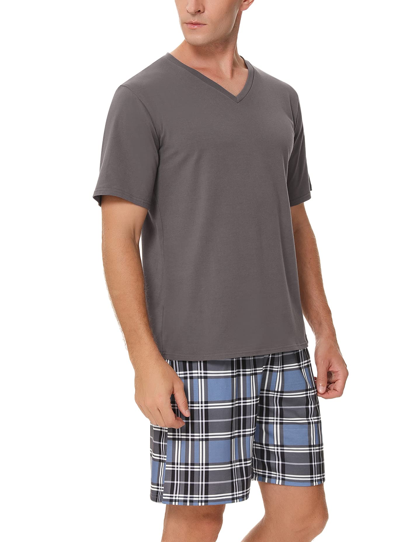 Men's Cotton Pajama Set - Soft V-Neck Sleepwear with Pockets for Lounge & Relaxation | Comfortable Nightwear for Home, Travel & Gift Giving