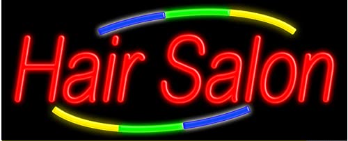 Vintage Hair Salon Glass Neon Sign #10811 - Handcrafted in USA - Perfect for Barbershop, Salon Decor & Retro Themed Parties