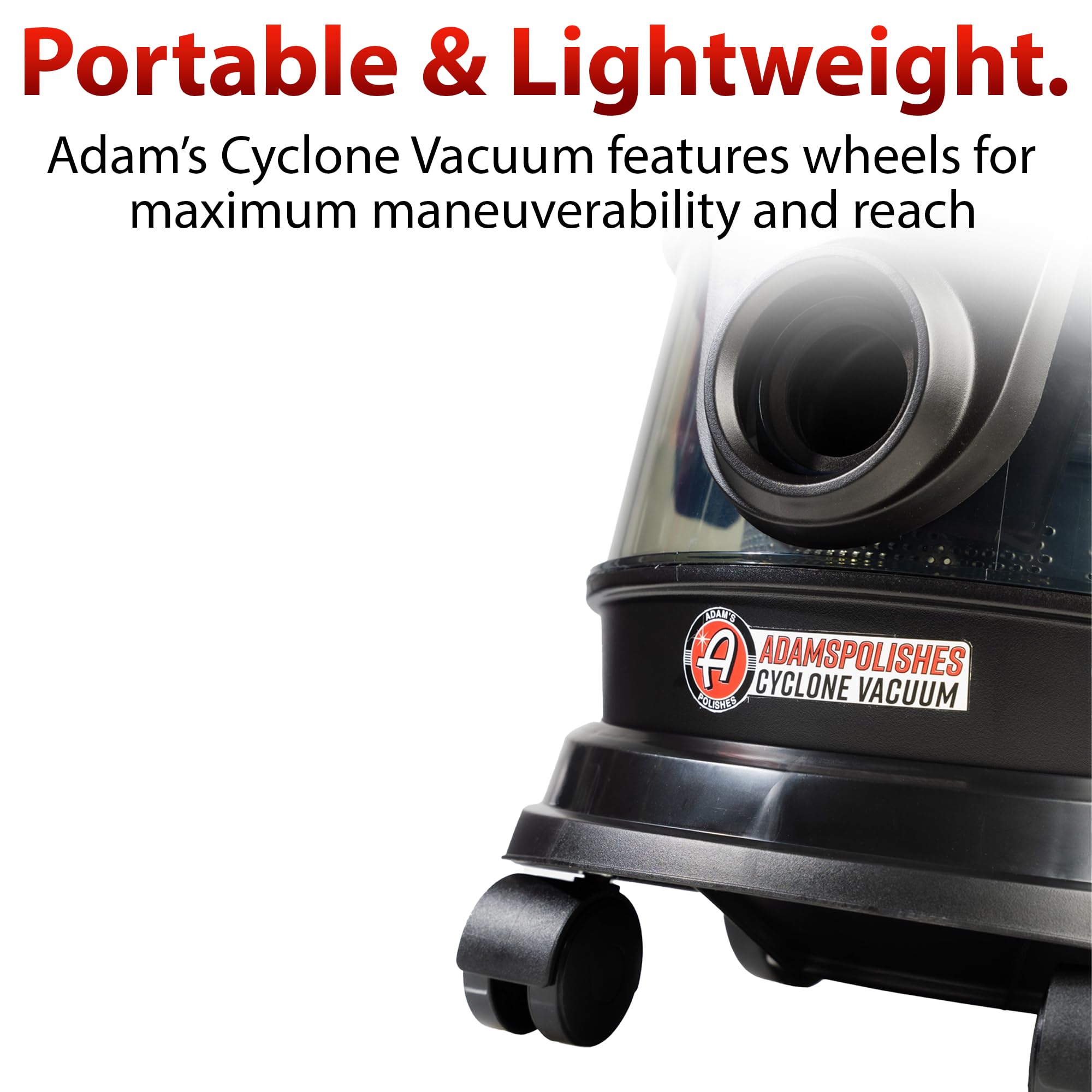 Adam's Polishes Cyclonic Car Vacuum Cleaner - Powerful Suction, Lightweight & Portable for Auto Detailing | Heavy Duty Garage, Shop & Home Use with 4 Attachments | Perfect for Car Interiors, Upholstery & Pet Hair Removal