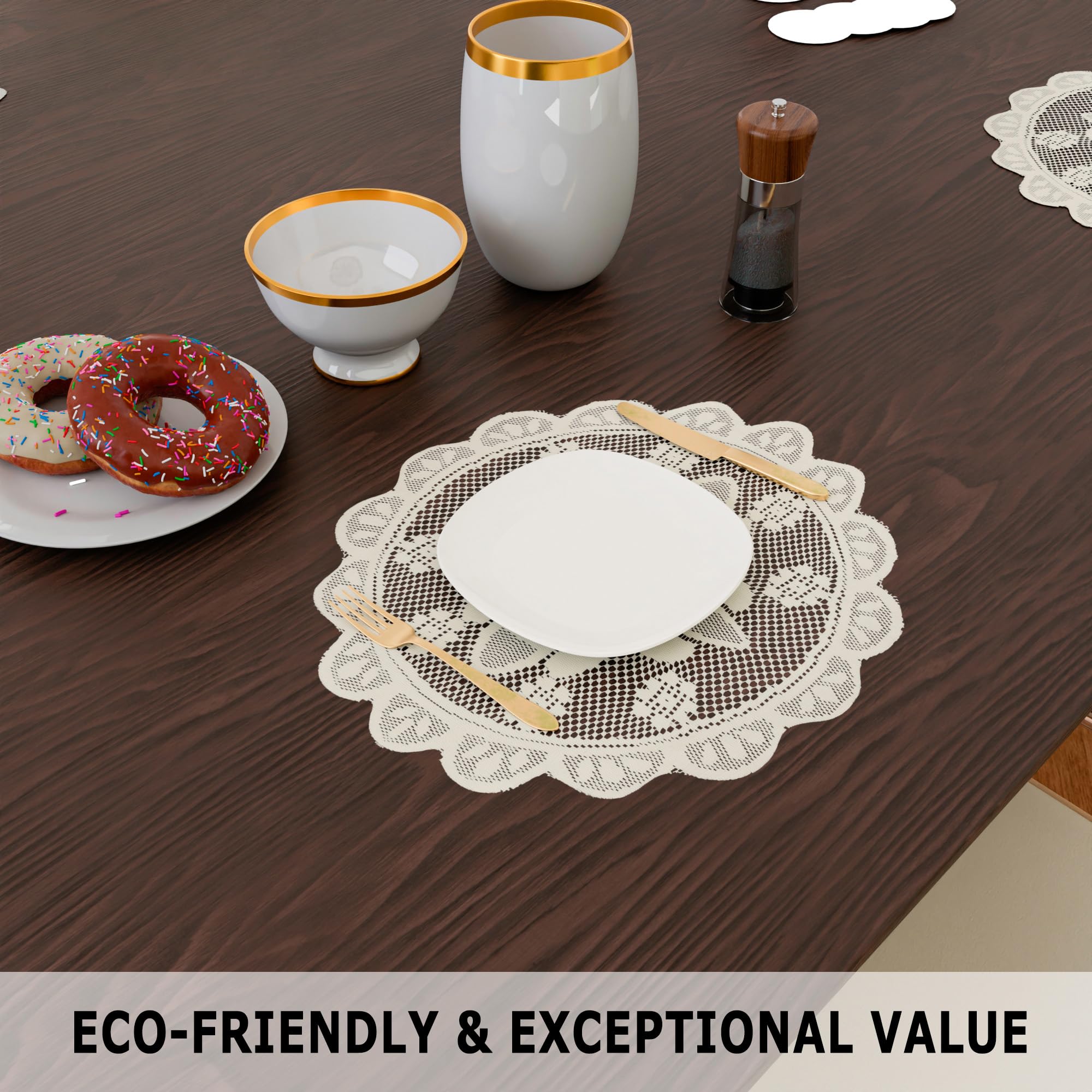 Kuber Industries Round Placemat Set - 20 Inch Light Cream Dining Table Mats, Pack of 3 - Perfect for Formal Dinners, Casual Meals & Side Table Decor
