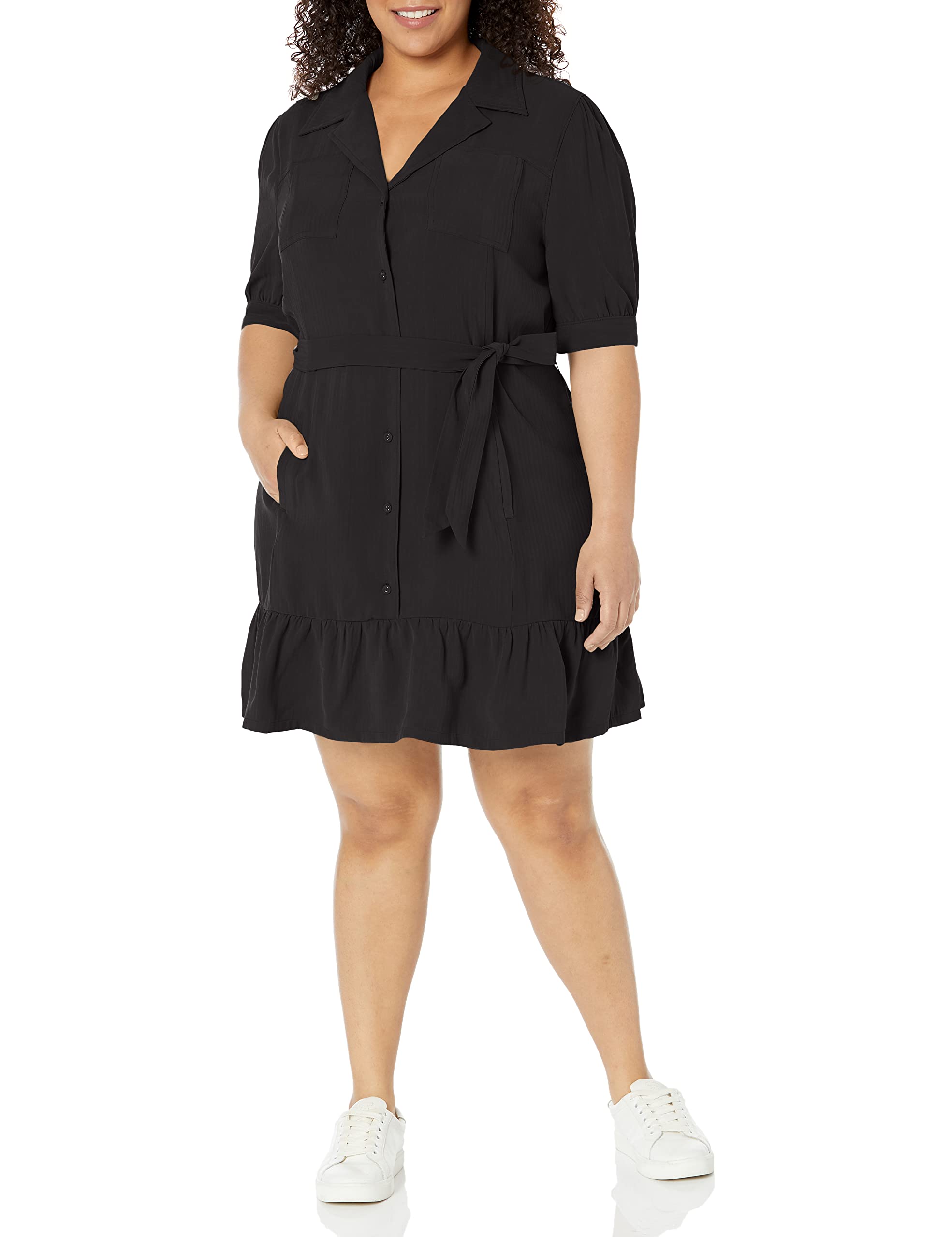 PAIGE Women's Mayslie Dress - Flowy Midi Dress with V-Neck & Short Sleeves | Perfect for Summer, Office Wear & Casual Outings