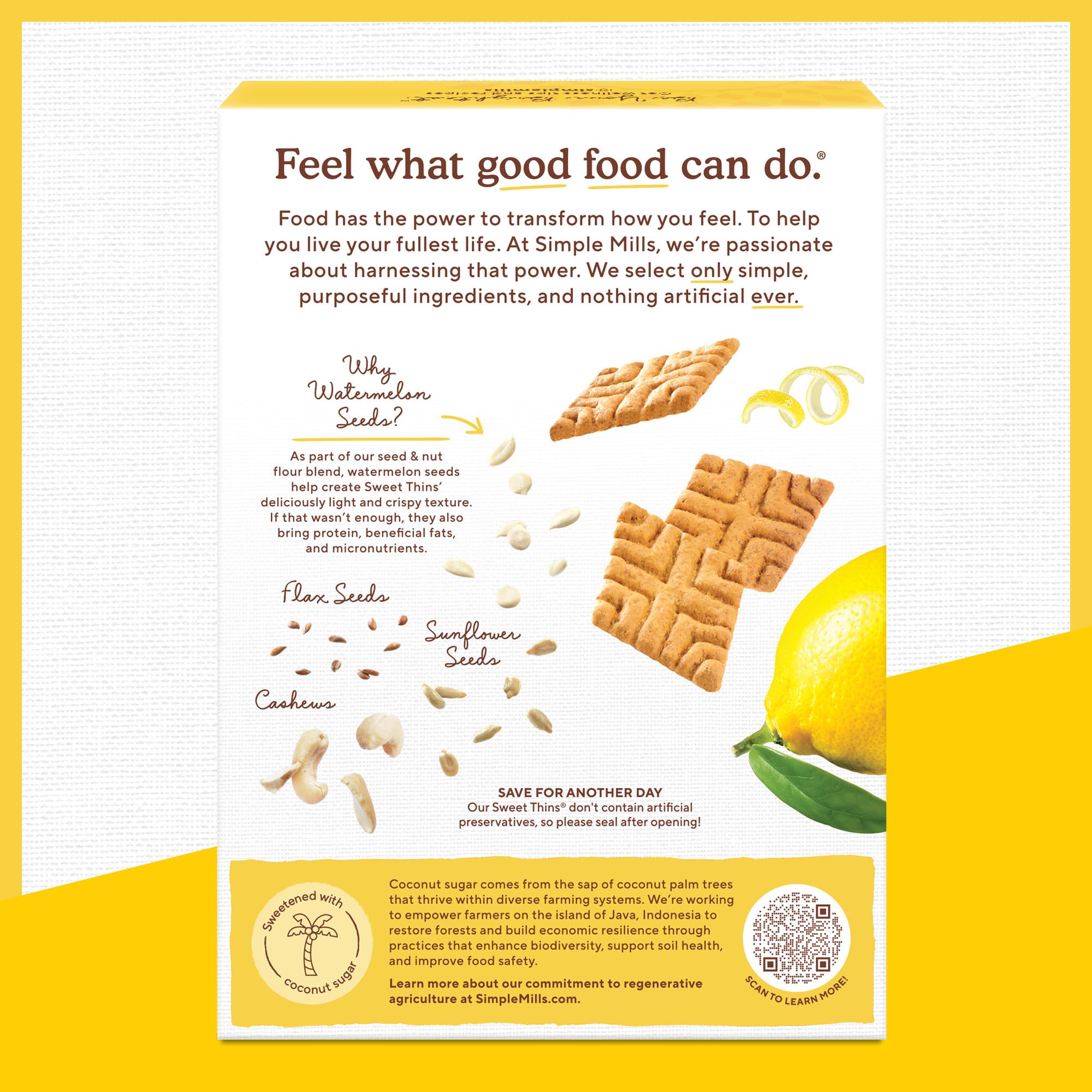 Simple Mills Lemon Seed & Nut Flour Sweet Thins - Paleo Cookies for Healthy Snacking