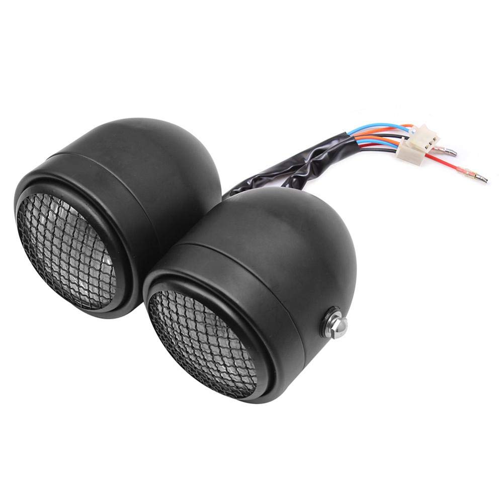 Motorcycle Dominator Grill Twins Dual Headlight - Streetfighter Double Headlamp for Harley, Cafe Racer, Honda, Yamaha Bobber - Upgrade Your Bike's Style & Visibility for Night Riding & Urban Commuting