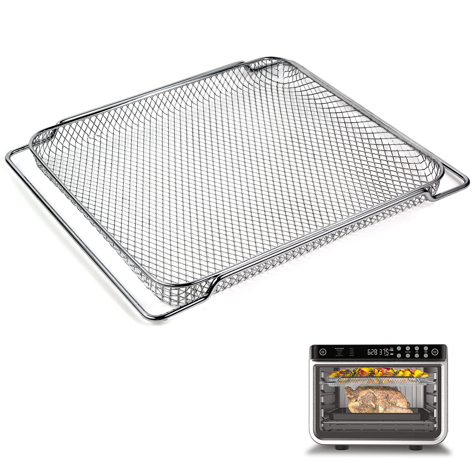Stainless Steel Replacement Air Fryer Basket for Ninja Foodi DT251 DT201 - Compatible with Ninja Foodi 10-in-1 Smart XL Air Fry Oven - Perfect for Healthy Cooking, Crispy Fried Foods & Family Meals
