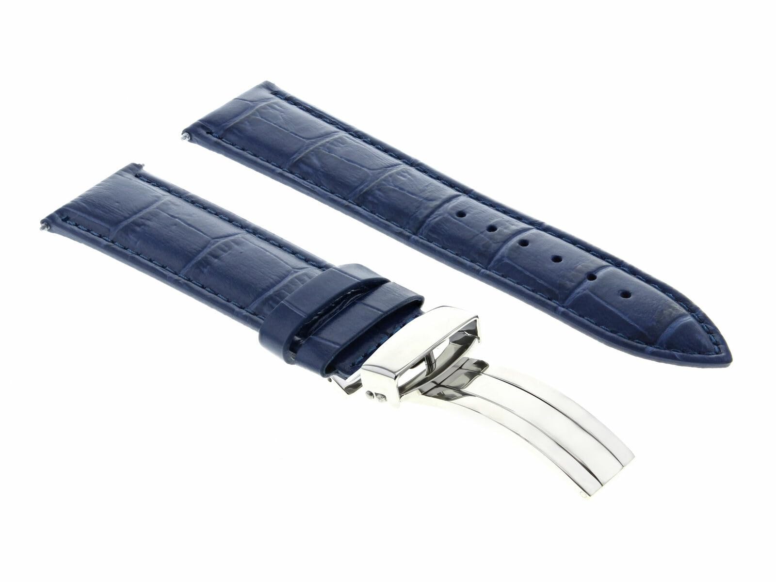 22mm Genuine Leather Watch Band Strap with Clasp - Compatible with Invicta 3328, 3329 Force Collection - Blue Replacement Watch Strap for Men | Perfect for Casual Wear, Office & Everyday Use