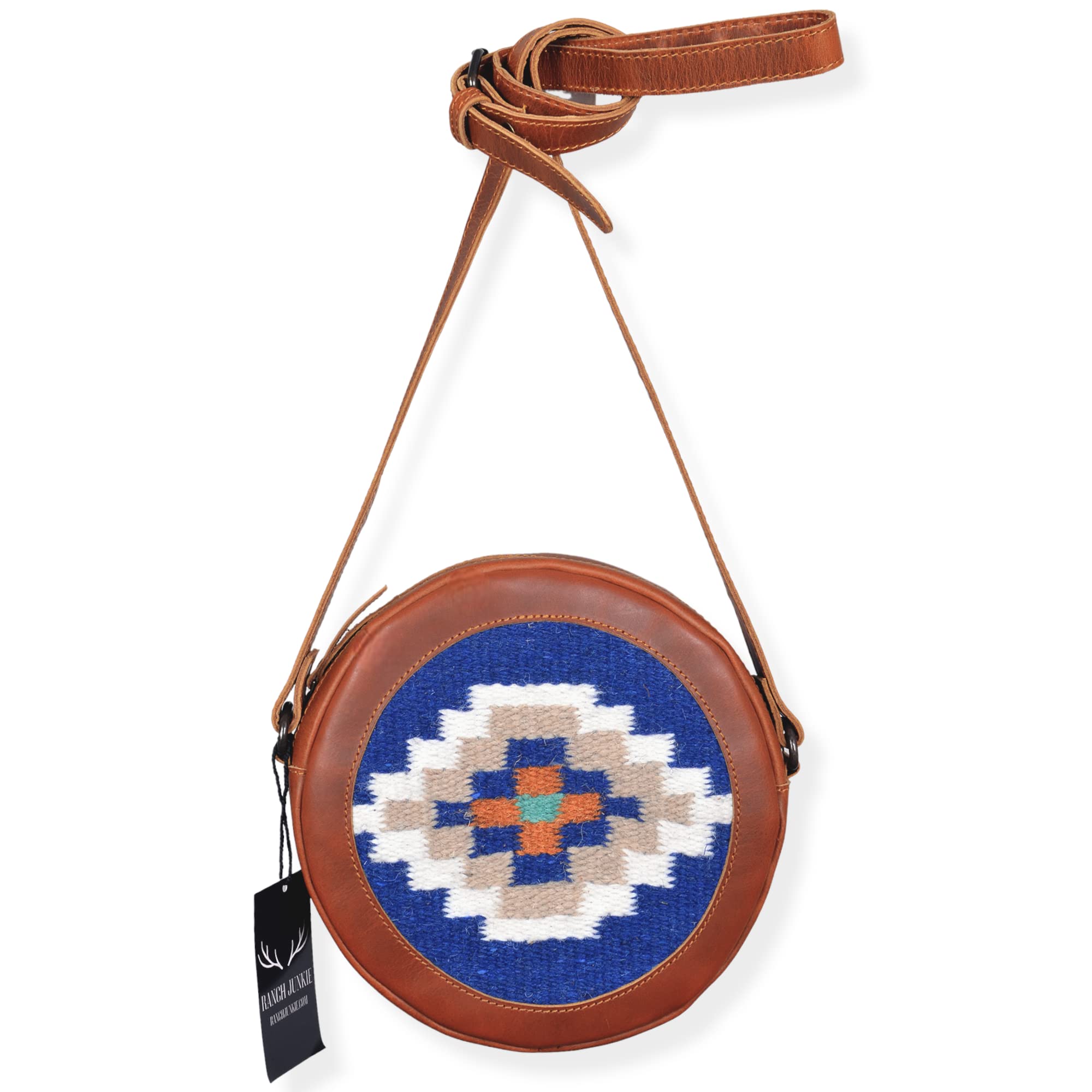 Western Style Dakota Round Crossbody Purse for Women - Vintage Leather Canteen Bag for Casual Outings, Music Festivals & Cowgirl Fashion