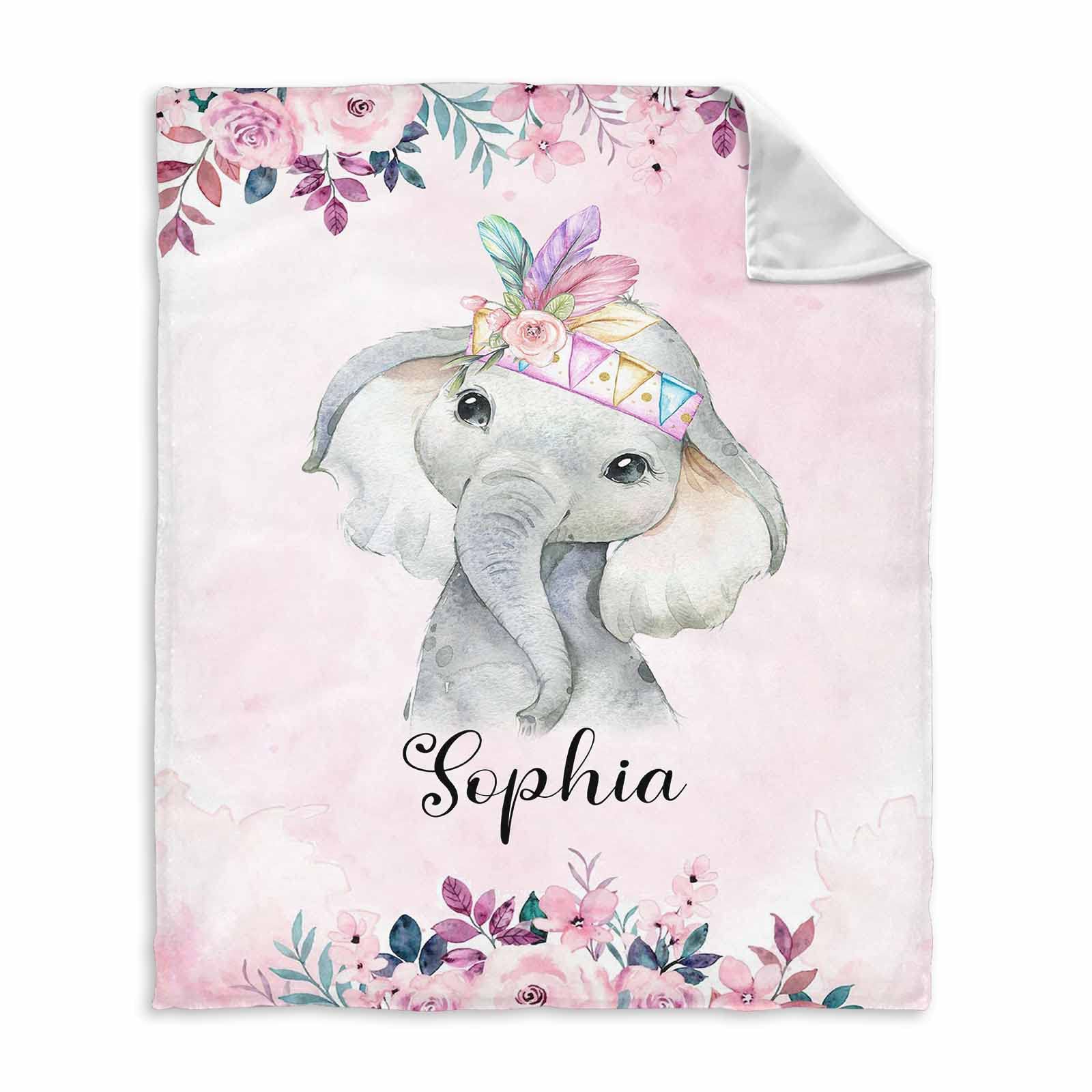Personalized Elephant Blanket - Custom 30x40 Inch Healing Throw for Kids & Adults | Cozy Gift Idea for Birthday, Baby Shower & Home Decor