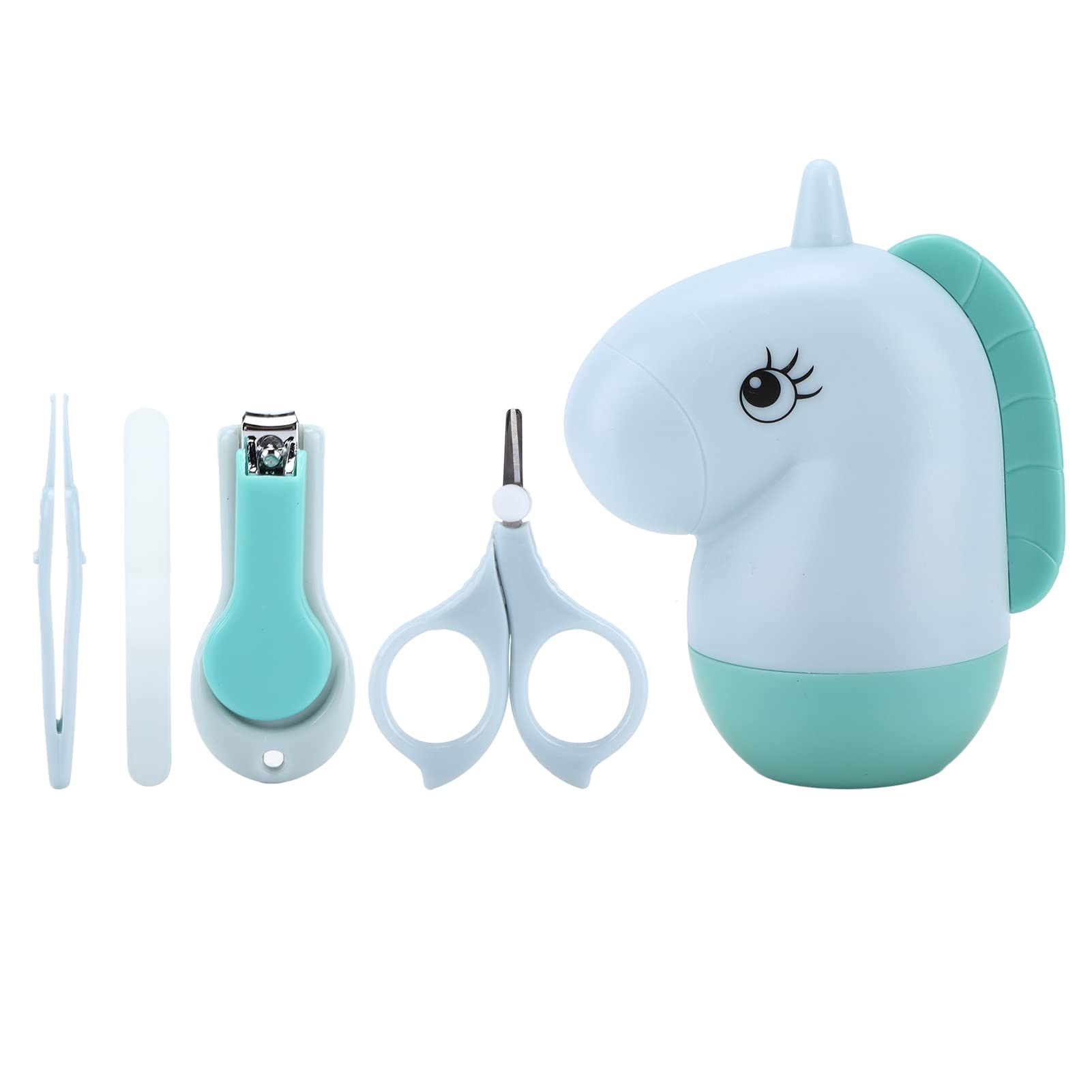 5-in-1 Baby Nail Clippers Kit with Cute Owl Case - Safe Nail Trimmer, Tweezers & Nail File for Infant Care (Blue) | Perfect Newborn Grooming Set for Home & Travel Use