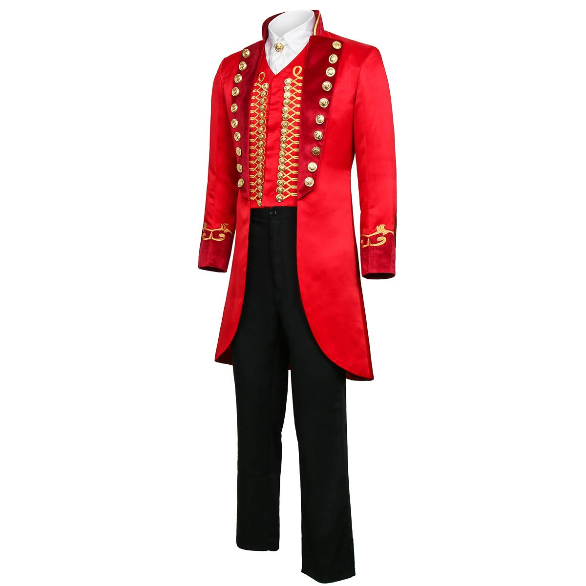 Vintage Red Ringmaster Costume for Men - PT Barnum Inspired Circus Showman Tailcoat Jacket Suit (Medium) - Perfect for Halloween, Cosplay & Themed Parties