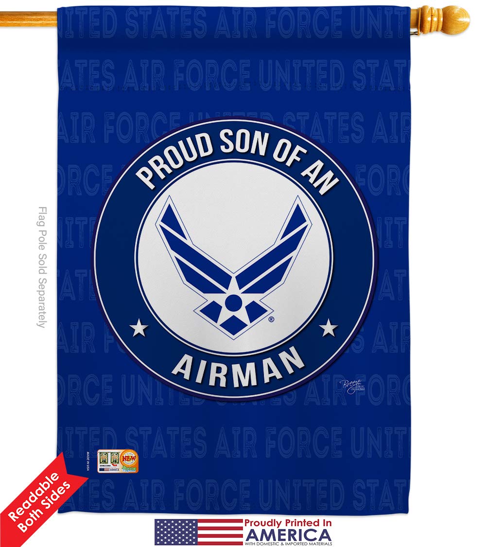 USAF Air Force Proud Son Garden Flag Kit - Double-Sided 28x40 Inch Military Yard Banner for Veterans & Retirees | Patriotic Outdoor Decor Made in USA | Perfect for Memorial Day, Veterans Day & Military Appreciation Events