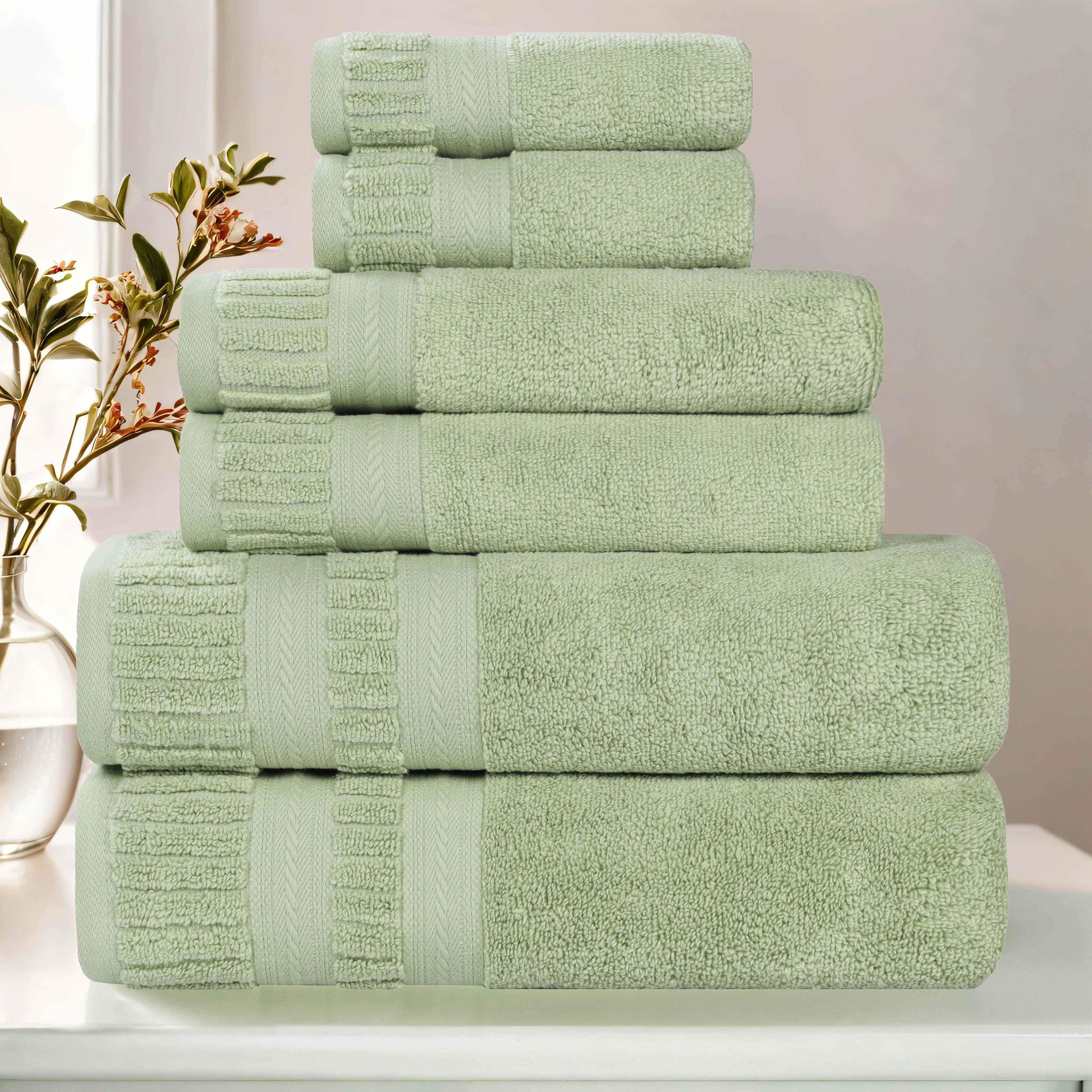 Venice Zero Twist Cotton Medium Weight Absorbent 6-Piece Bath Towel Set - Soft & Quick-Drying for Spa, Gym, and Luxury Bathroom Use