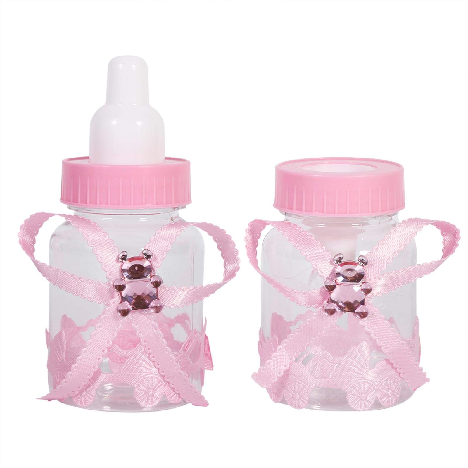 50Pcs Candy Bottle Feeder Style Candy Containers - Pink Chocolate Candy Bottles for Baby Shower Party Favors, Gifts & Decorations | Perfect for Birthday Parties, Wedding Favors & Holiday Celebrations