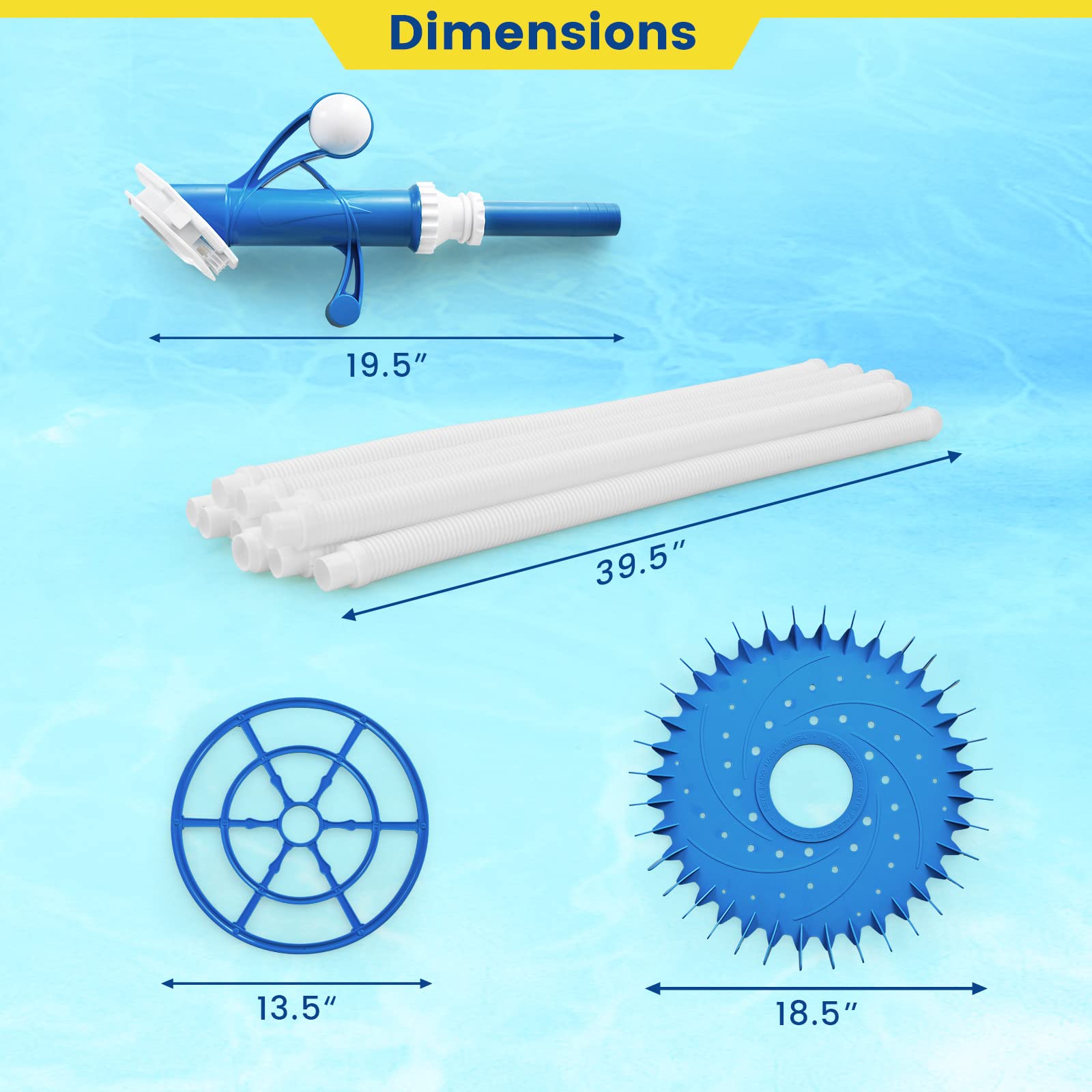 Upgraded Goplus Automatic Pool Cleaner - Robotic Vacuum Suction Pool Sweeper with 10 x 3.3 FT Extension Hoses & 36-Fin Disc, Side Climbing Design for Above Ground & Inground Pools - Efficiently Cleans Floors, Walls & Corners - Perfect for Backyard, Residential & Commercial Swimming Pools