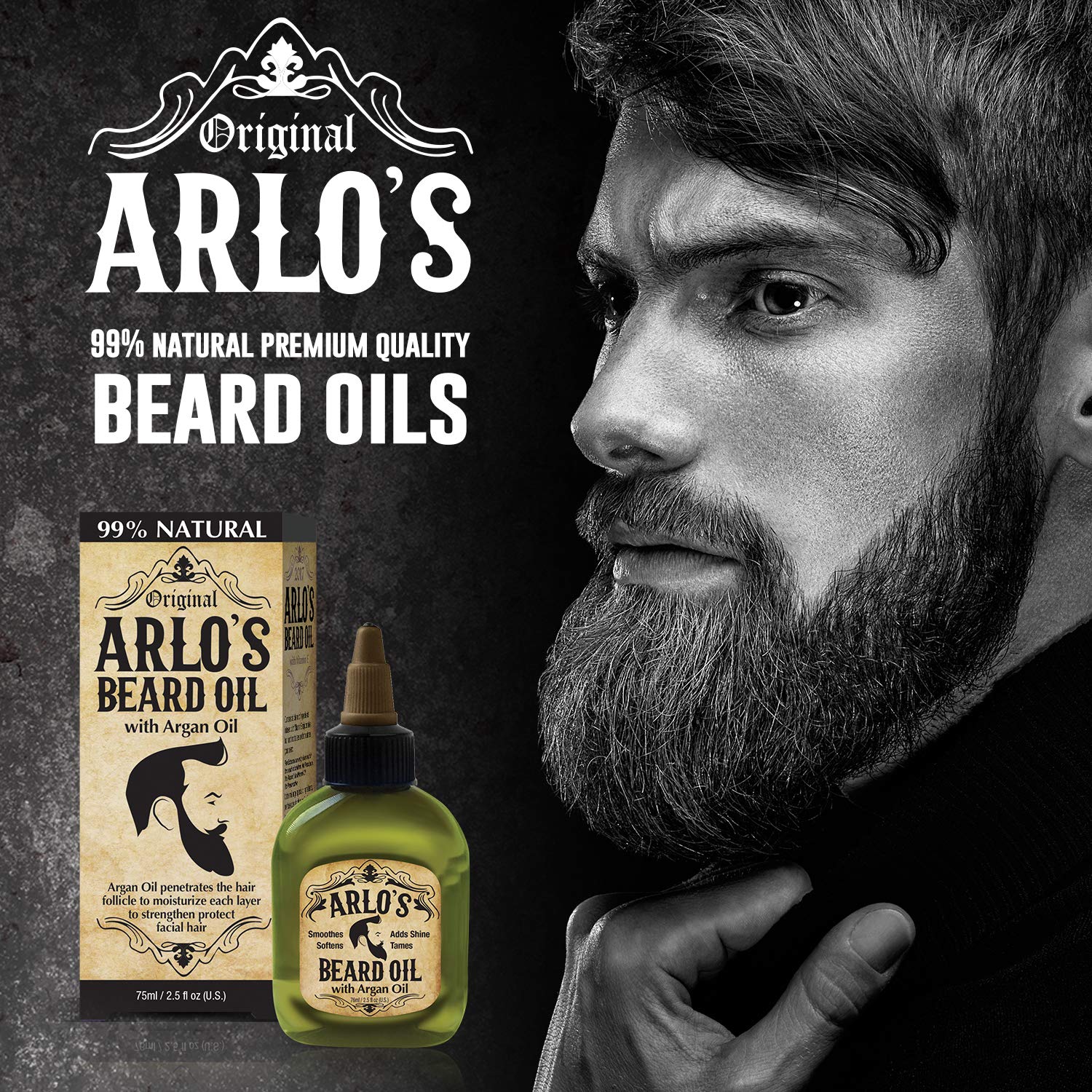 Argan Oil Beard Oil for Men - 2.5 Fl Oz Natural Beard Growth & Conditioning Treatment - Perfect for Daily Grooming & Styling