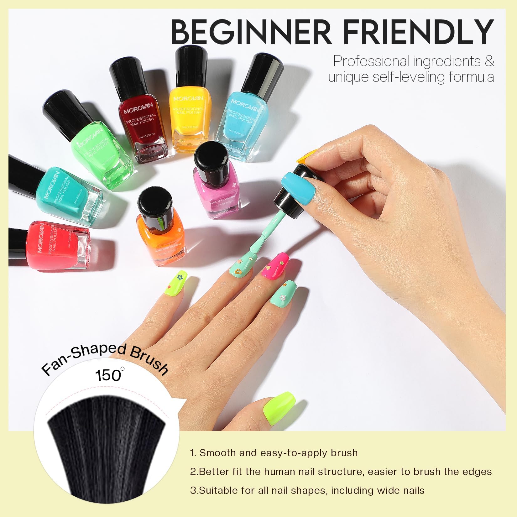 Morovan Neon Nail Polish Set - 15 Vibrant Quick Dry Colors | Long Lasting Nail Polish Kit for Women | Perfect for Spring Summer Manicures, Parties & Gifts