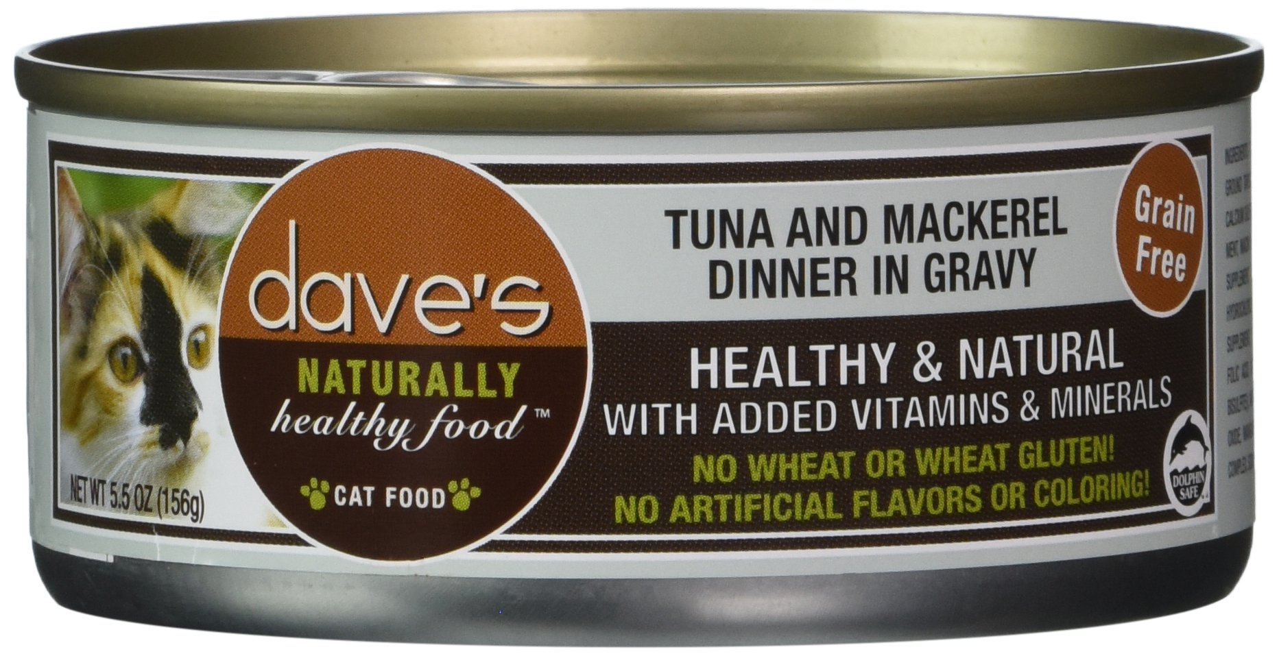 Dave's Premium Tuna and Mackerel Wet Cat Food - 24 Pack (5.5oz Cans) - Grain-Free, High Protein Cat Food for Adult Cats - Perfect for Mealtime, Travel & Emergency Pet Food Supply
