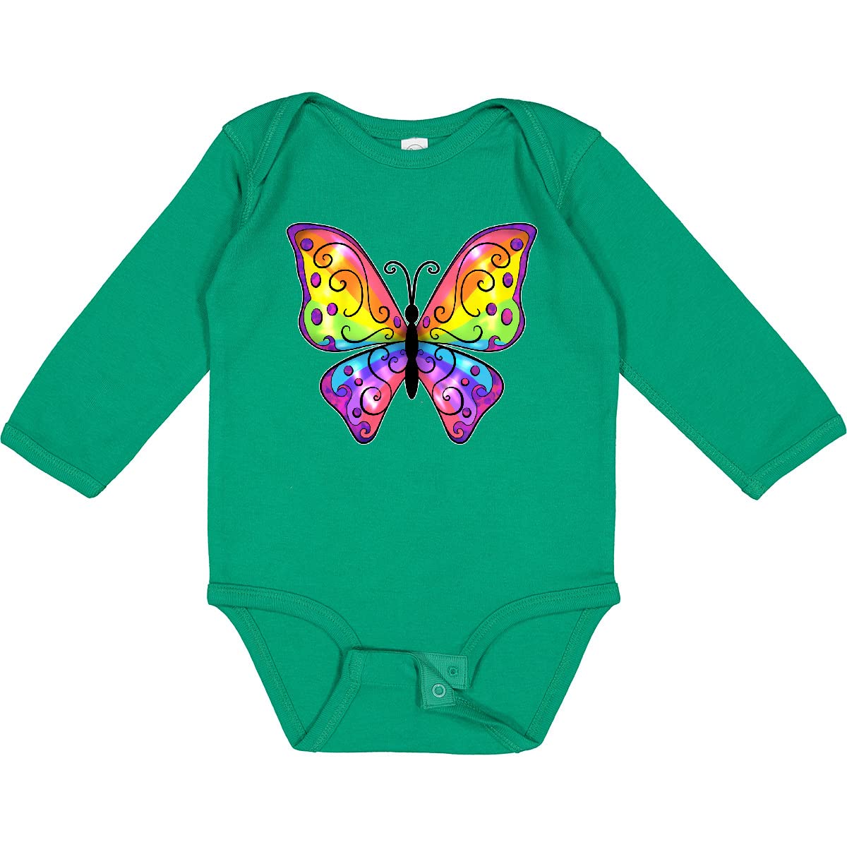 Inktastic Butterfly with Rainbow Wings Long Sleeve Baby Bodysuit - Soft & Comfortable Infant Outfit for Boys & Girls - Perfect for Playdates, Photo Shoots & Special Occasions