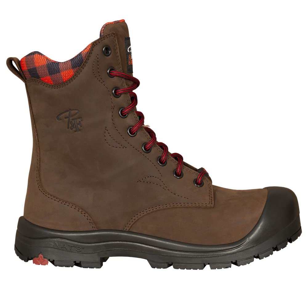 Women's Purple 8 Inch Steel Toe Work Boots with Side Zipper - PF358 | Safety Shoes for Construction, Warehouse & Outdoor Work