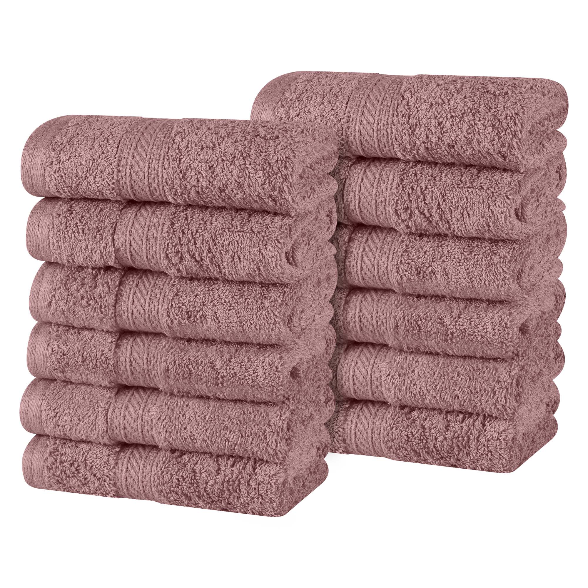 Premium Atlas Cotton Plush Heavyweight Luxury Face Towels & Washcloths - 12-Piece Set for Spa, Bathroom, and Gentle Skincare Routine