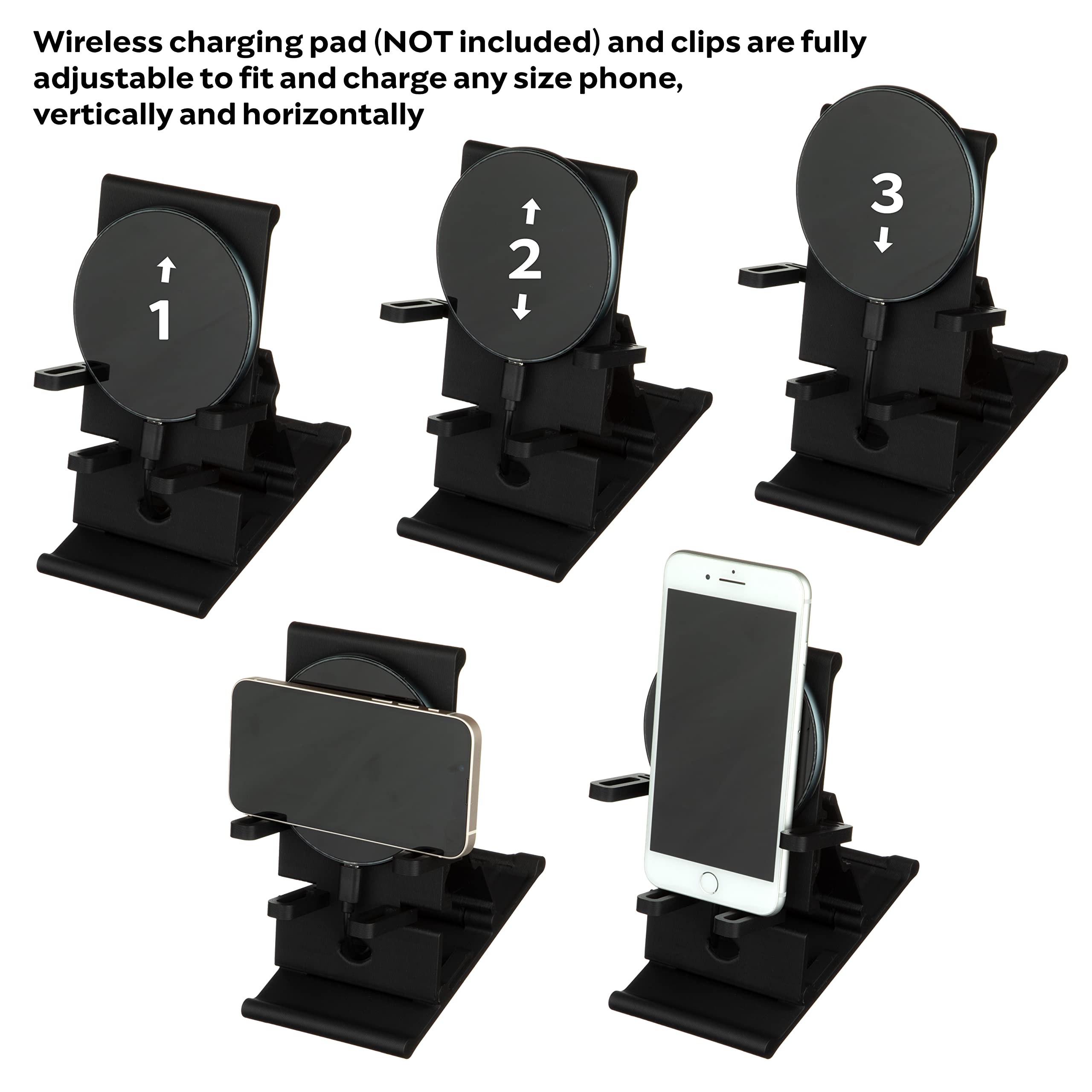 Premium Phone Stand with Wireless Charging - Made in USA (Black Rose) - Perfect for Home, Office & Travel Use