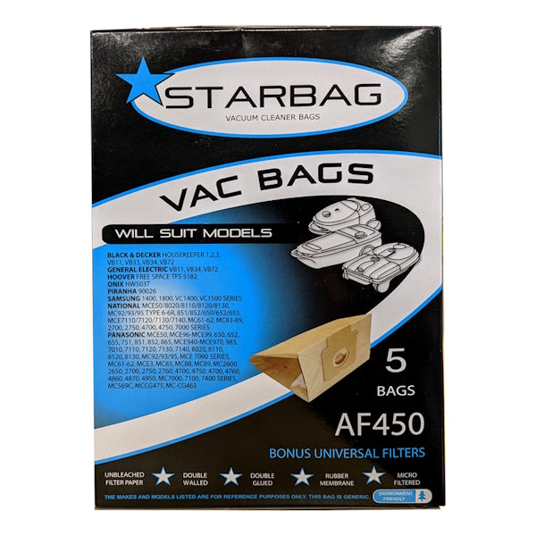 Starbag AF450 Vacuum Cleaner Bags - Compatible with [Brand/Model] - 10 Pack - HEPA Filtration for Dust & Allergens - Perfect for Home Cleaning & Pet Hair Removal
